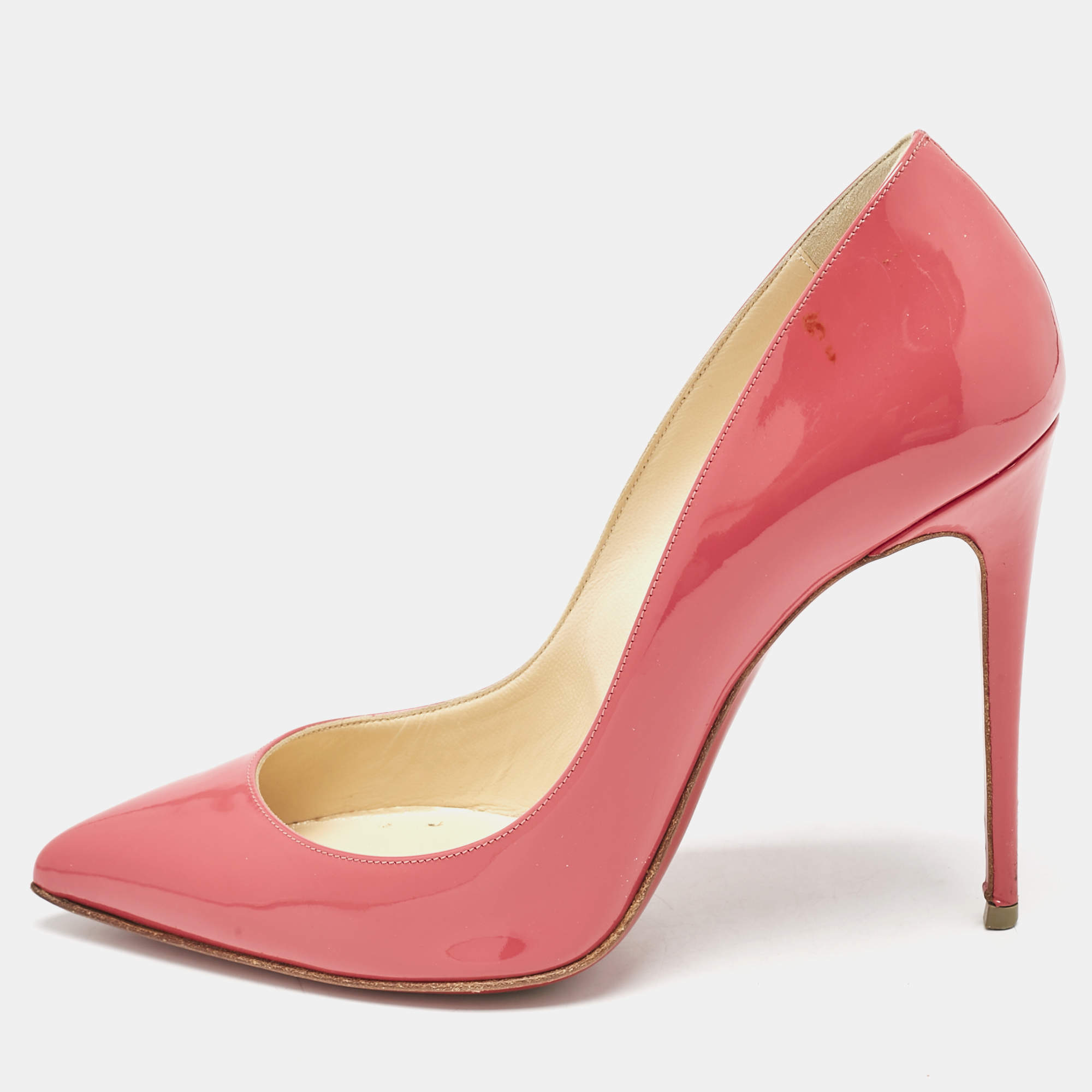 Christian Louboutin Pink Patent Leather Pigalle Follies Pumps Size 38
