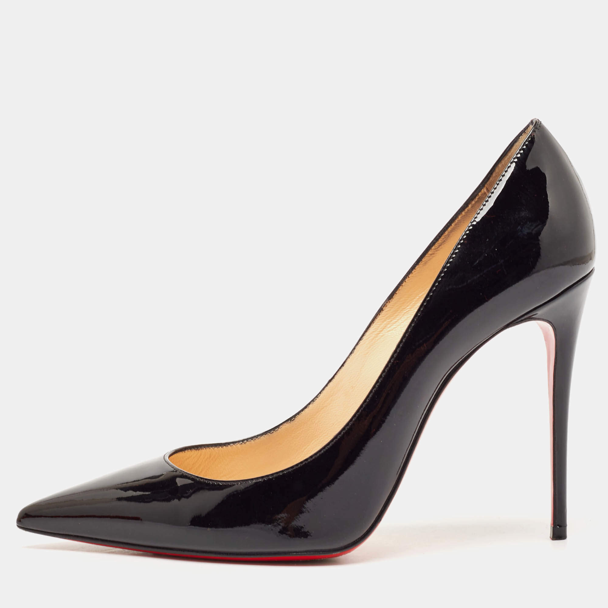 Pre Owned Christian Louboutin Black Patent Leather Kate Pumps Size 38