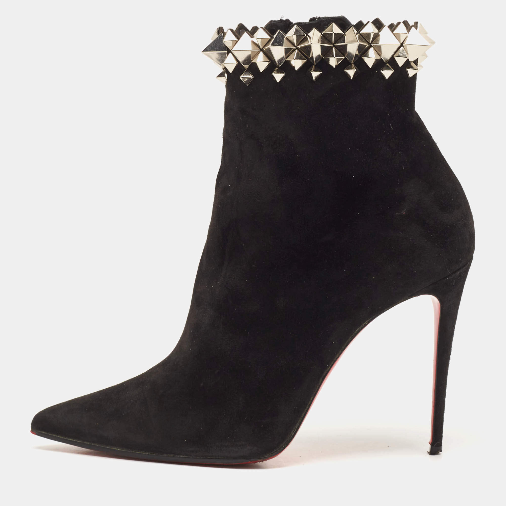 Christian Louboutin Black Suede Firmamma Ankle Length Boots Size 38