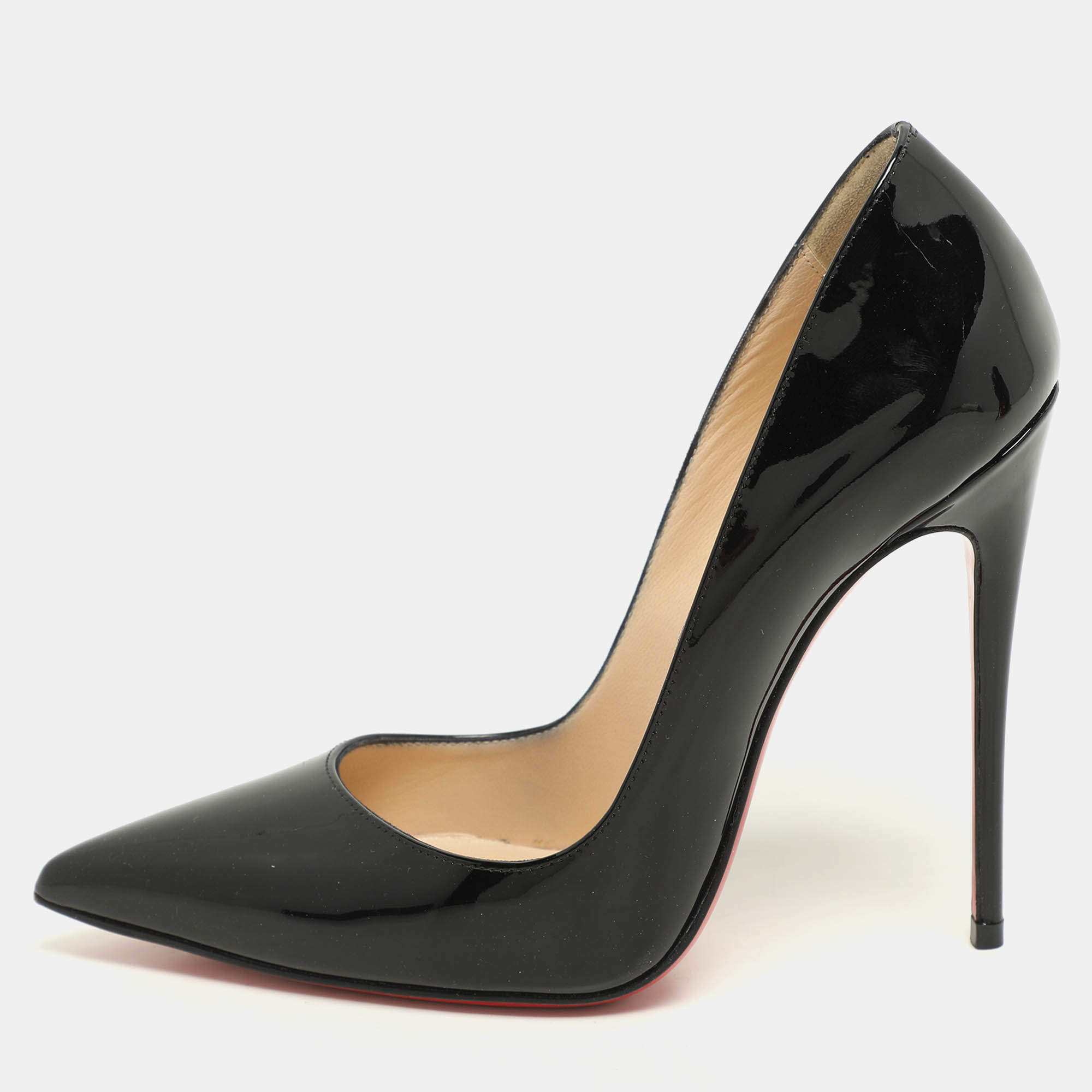Christian Louboutin Black Patent Leather So Kate Pointed Toe Pumps Size 36.5
