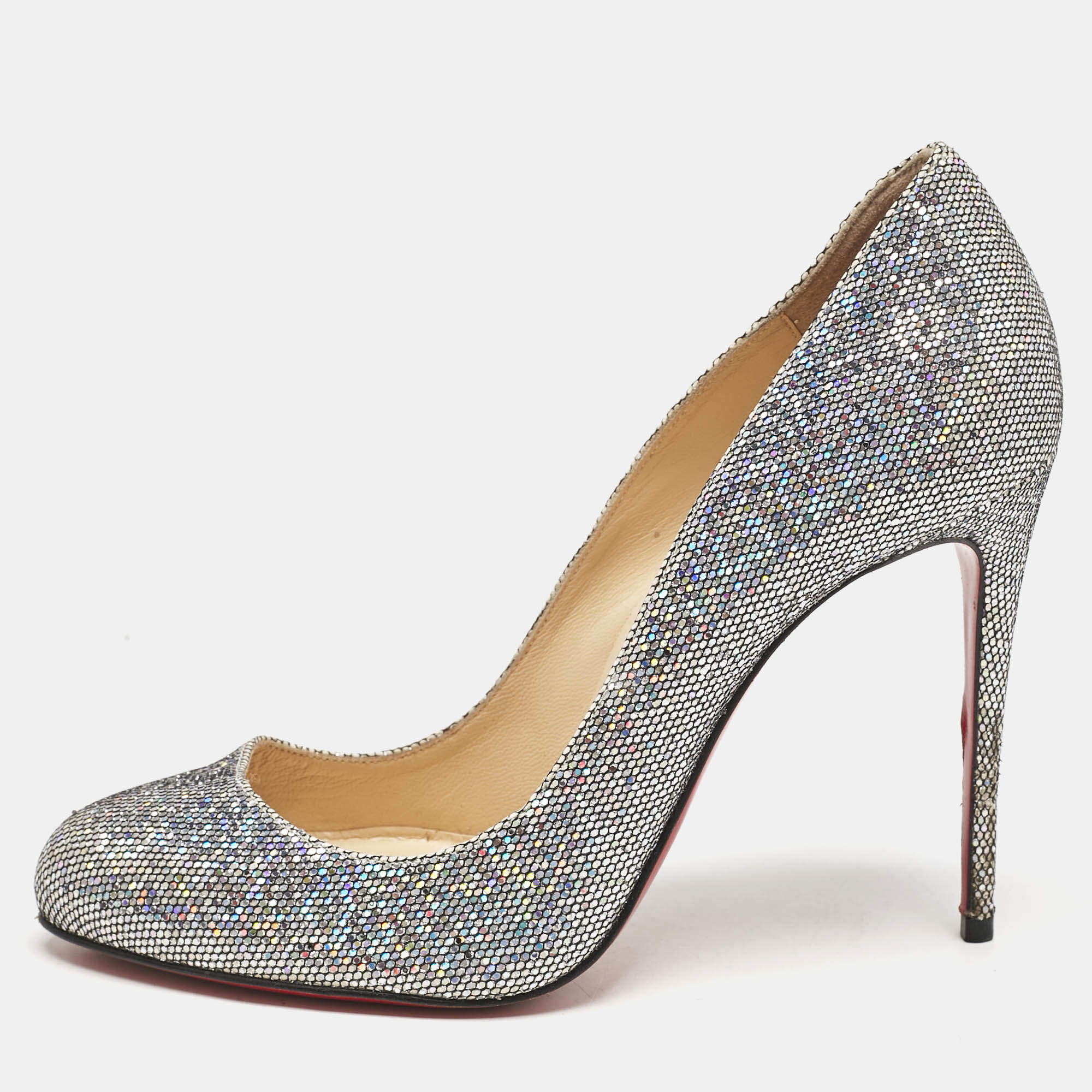Christian Louboutin Silver Glitter Disco Dorissima Pumps Size 37.5