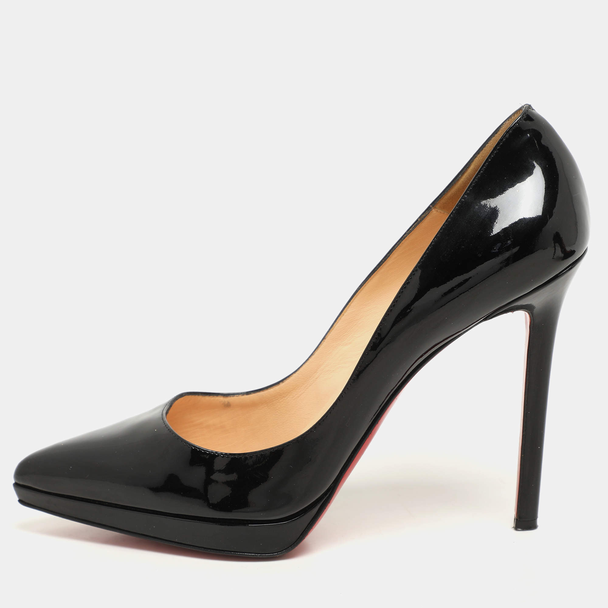 Christian Louboutin Black Patent Leather Pigalle Plato Pumps Size 39.5