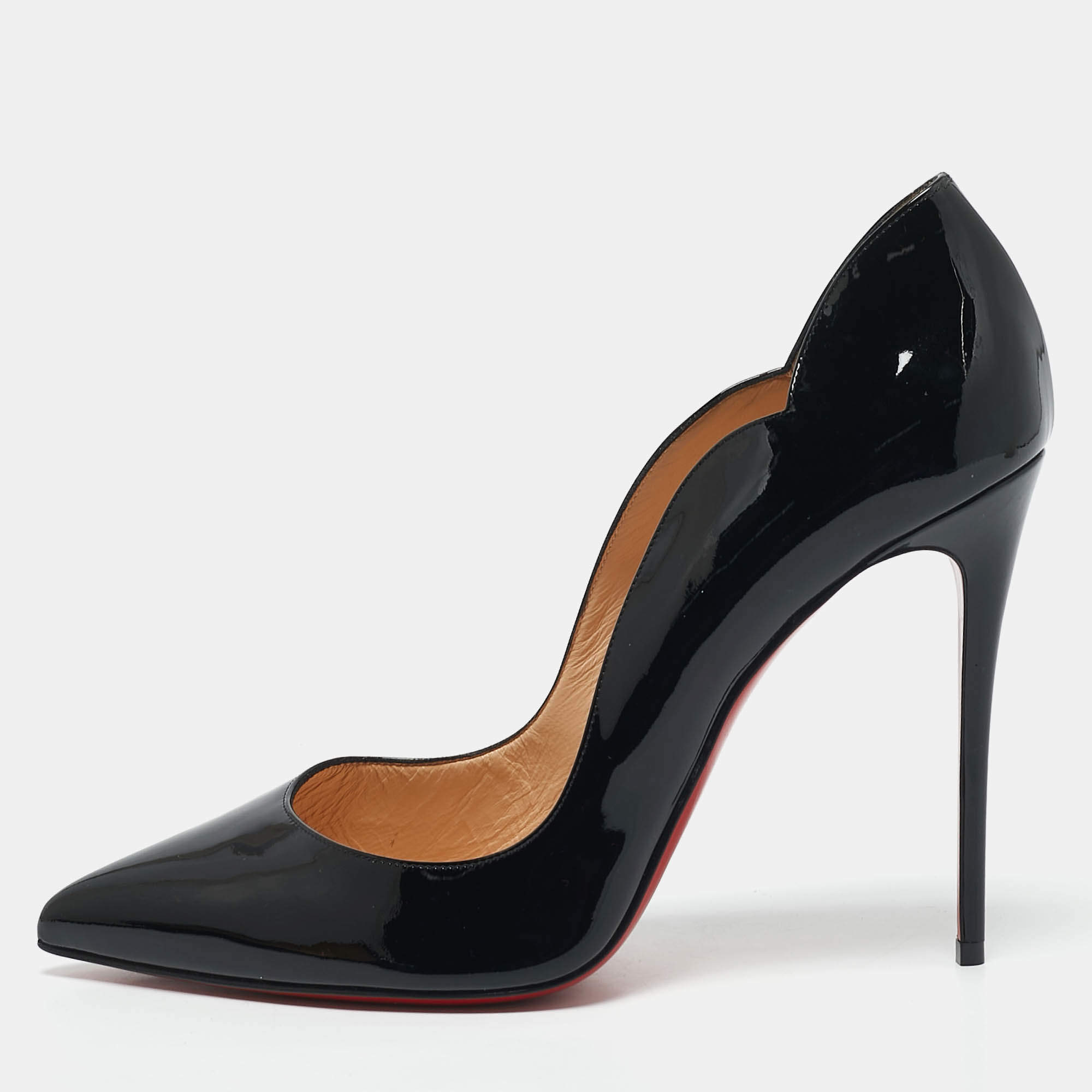 Pre Owned Christian Louboutin Black Patent Leather Hot Chick Pointed Toe Pumps Size 41