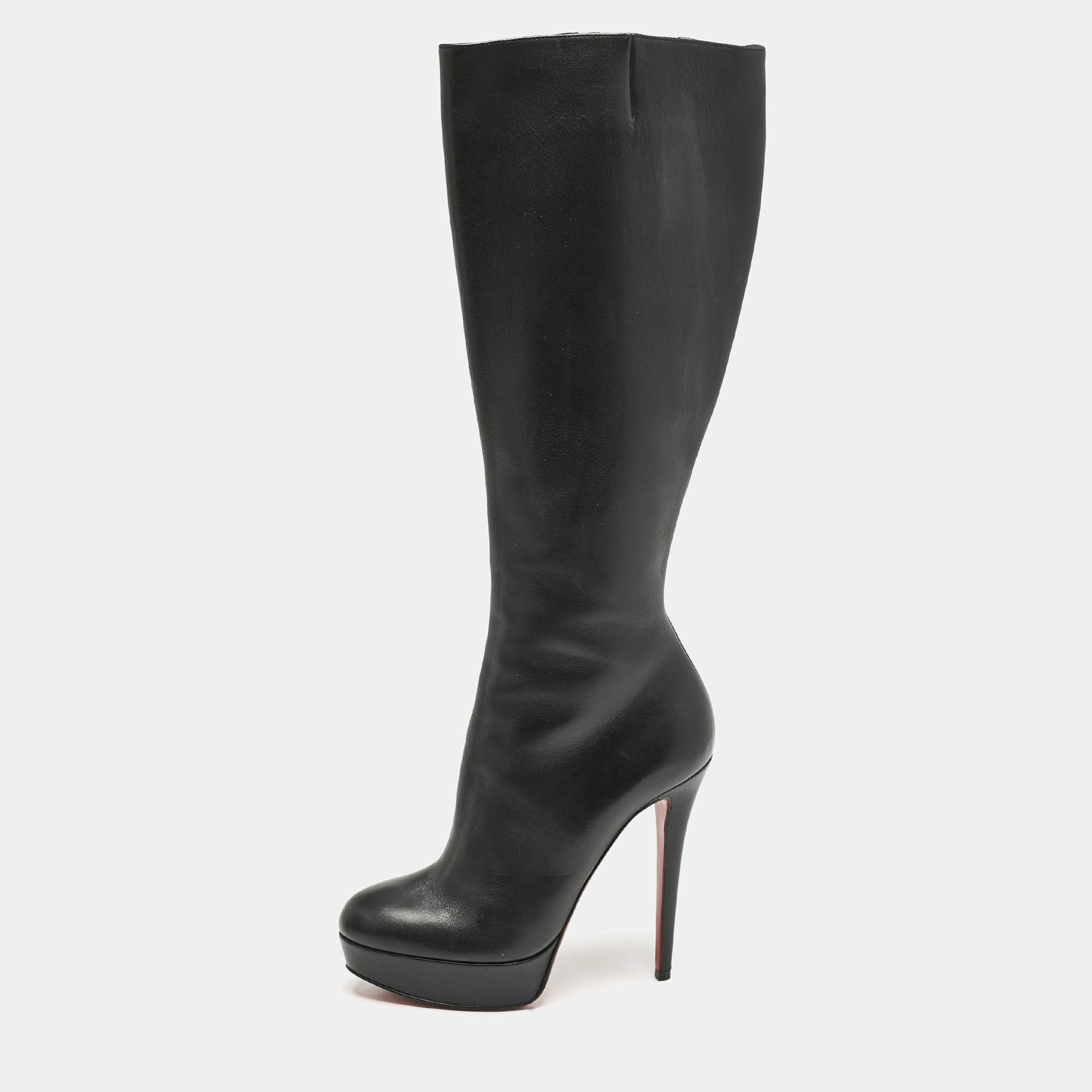 Christian Louboutin Black Leather Bianca Botta Knee High Boots Size 37.5