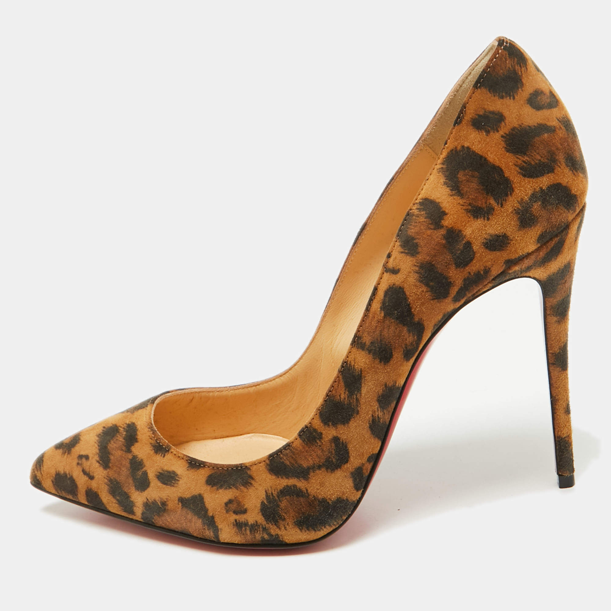 Christian Louboutin Brown Suede Leopard Print So Kate Pumps Size 37.5