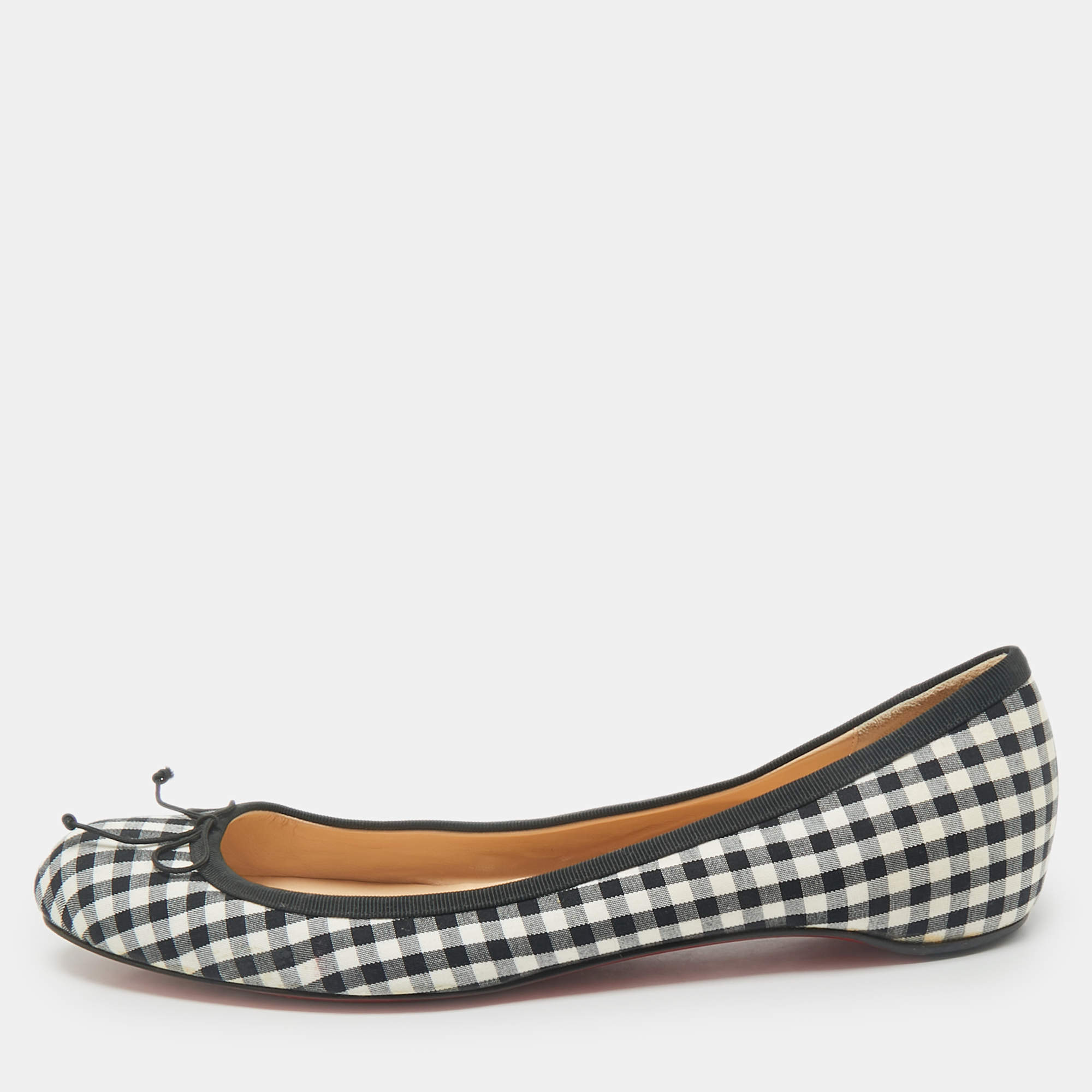 Christian Louboutin White/Black Canvas  Ballet Flats Size 39.5