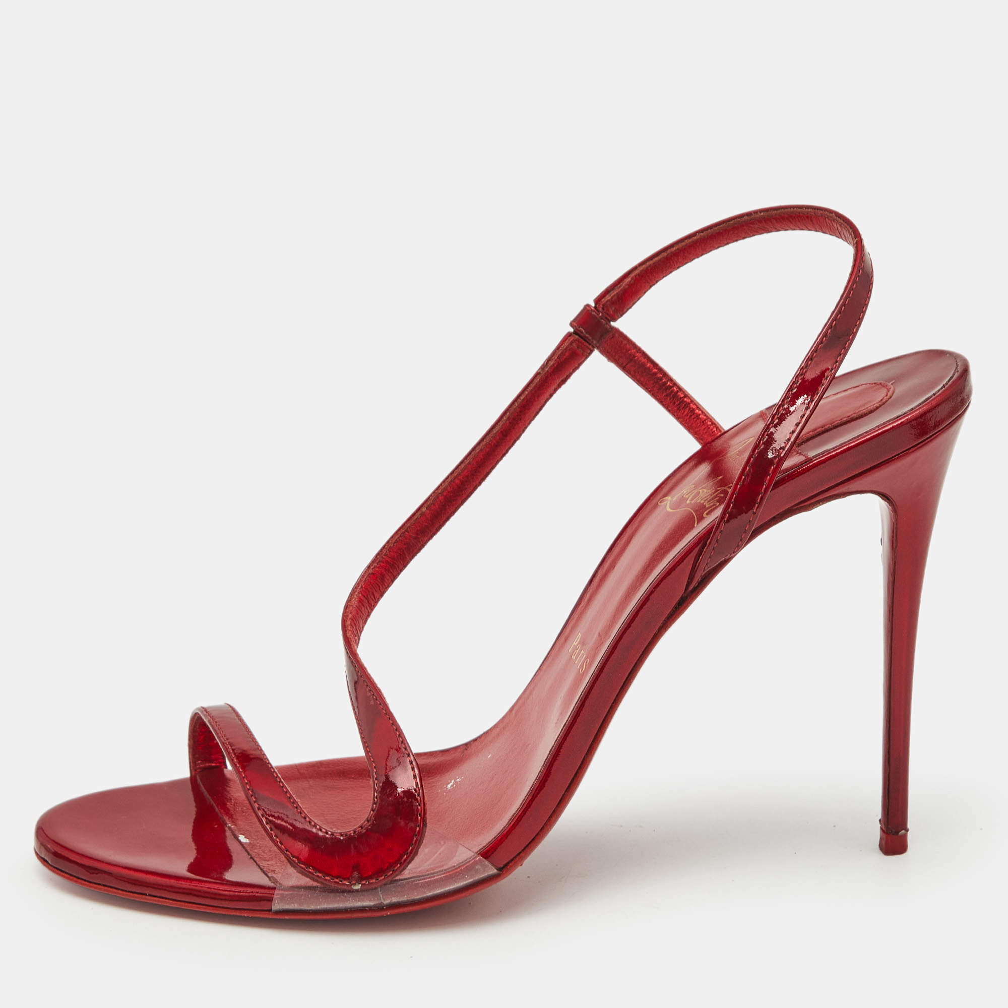 Pre Owned Christian Louboutin Red Patent Leather Rosalie Sandals Size 40