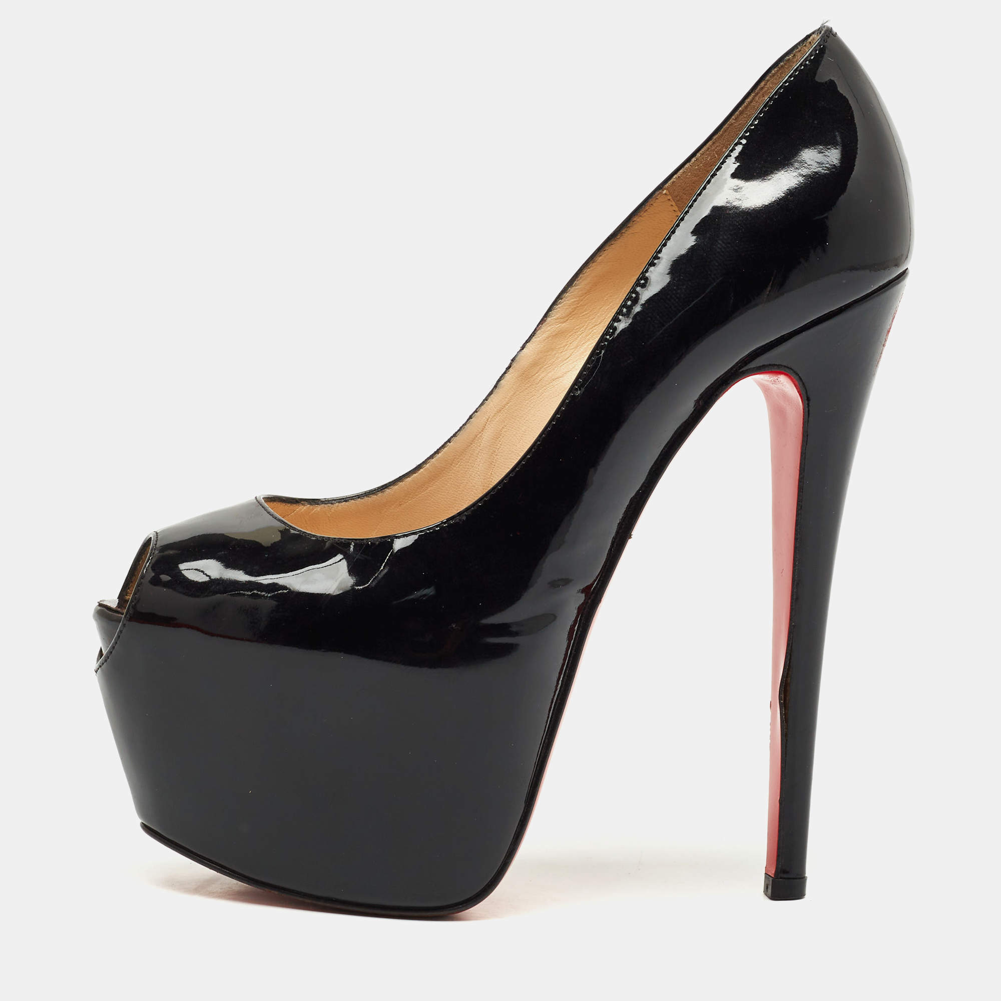 Christian Louboutin Black Patent Leather Daffodile Pumps Size 37