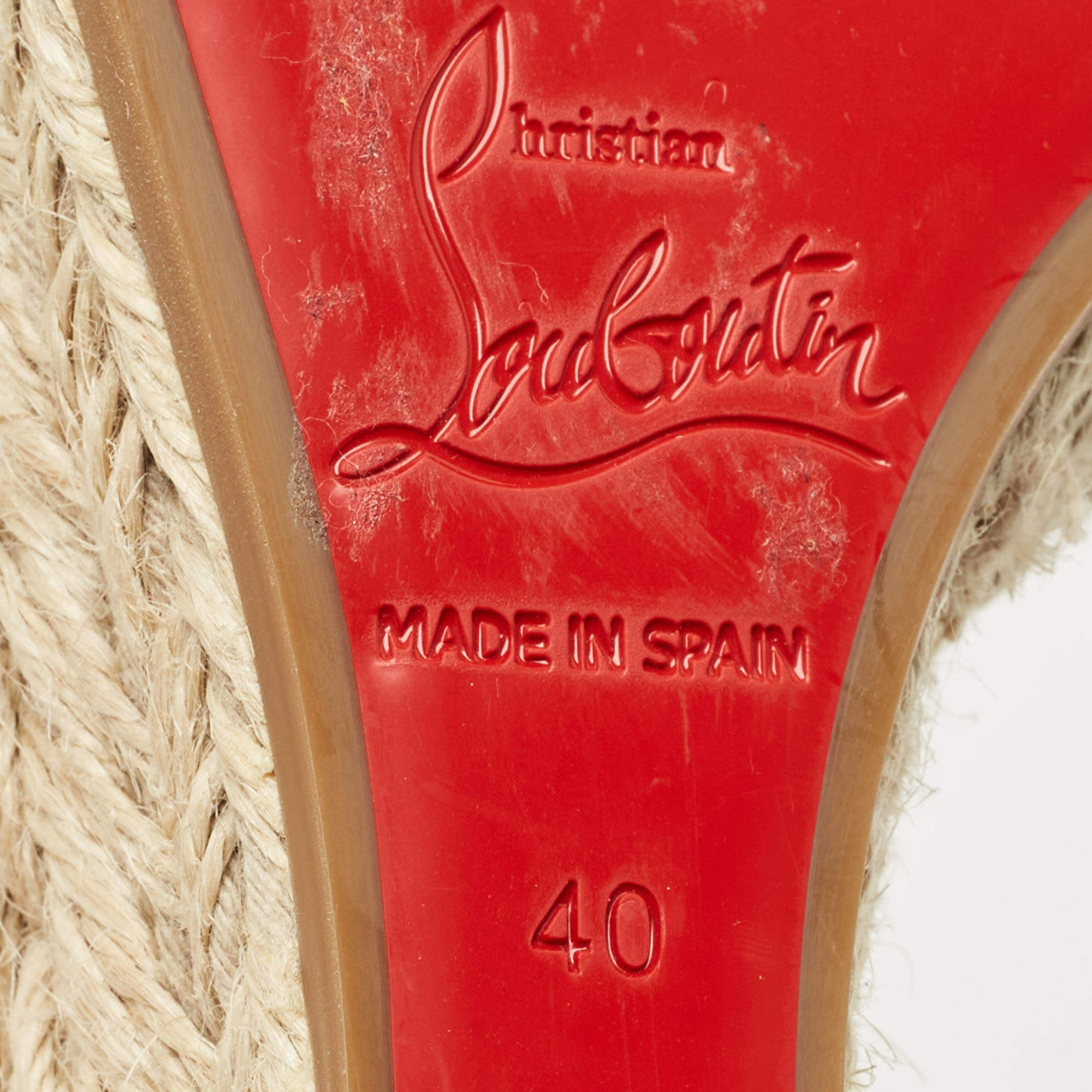 Pre Owned Christian Louboutin Yellow Patent Leather Mafaldina Zeppa Wedge Ankle Strap Sandals Size 40