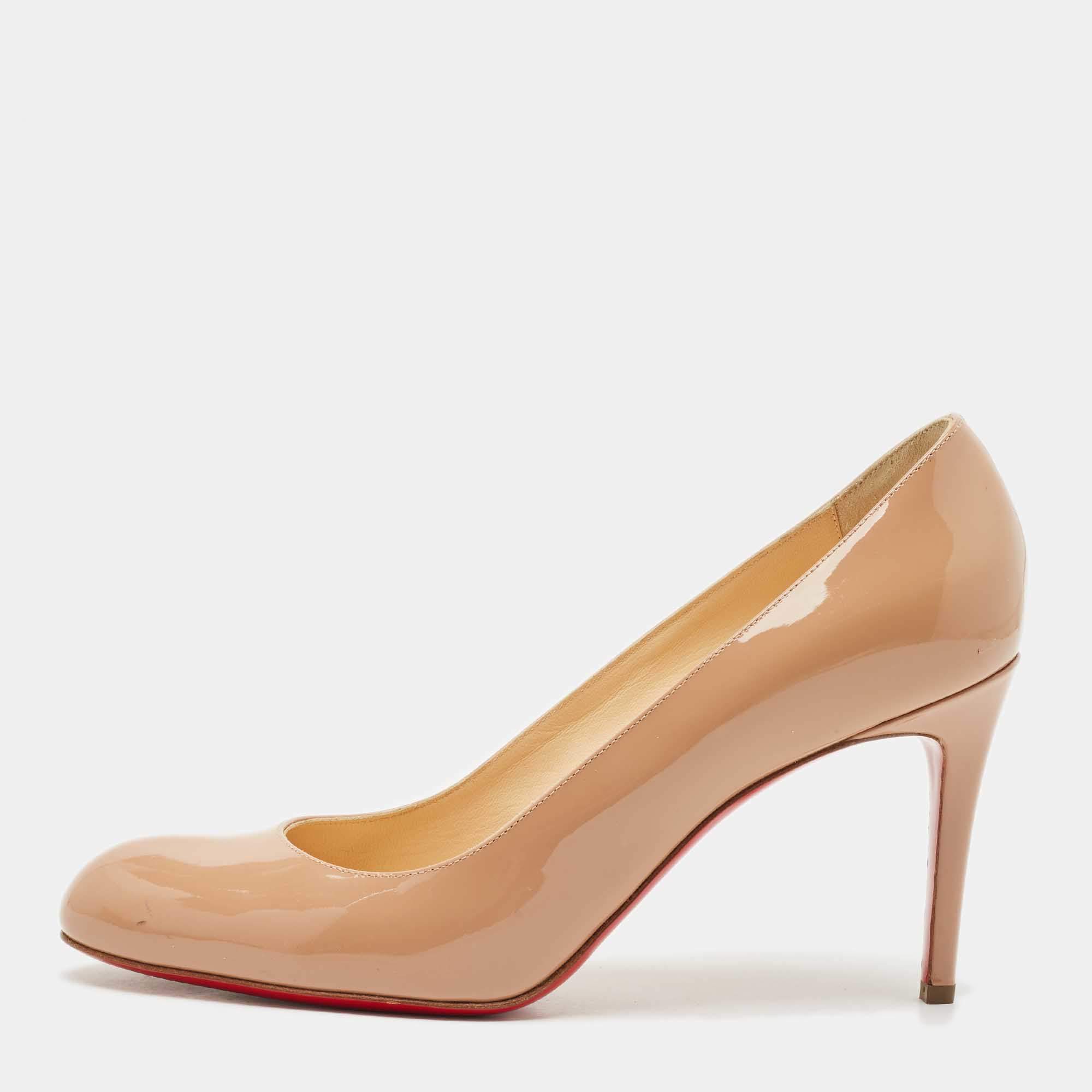 Christian Louboutin Beige Patent Leather Simple Pumps Size 40.5