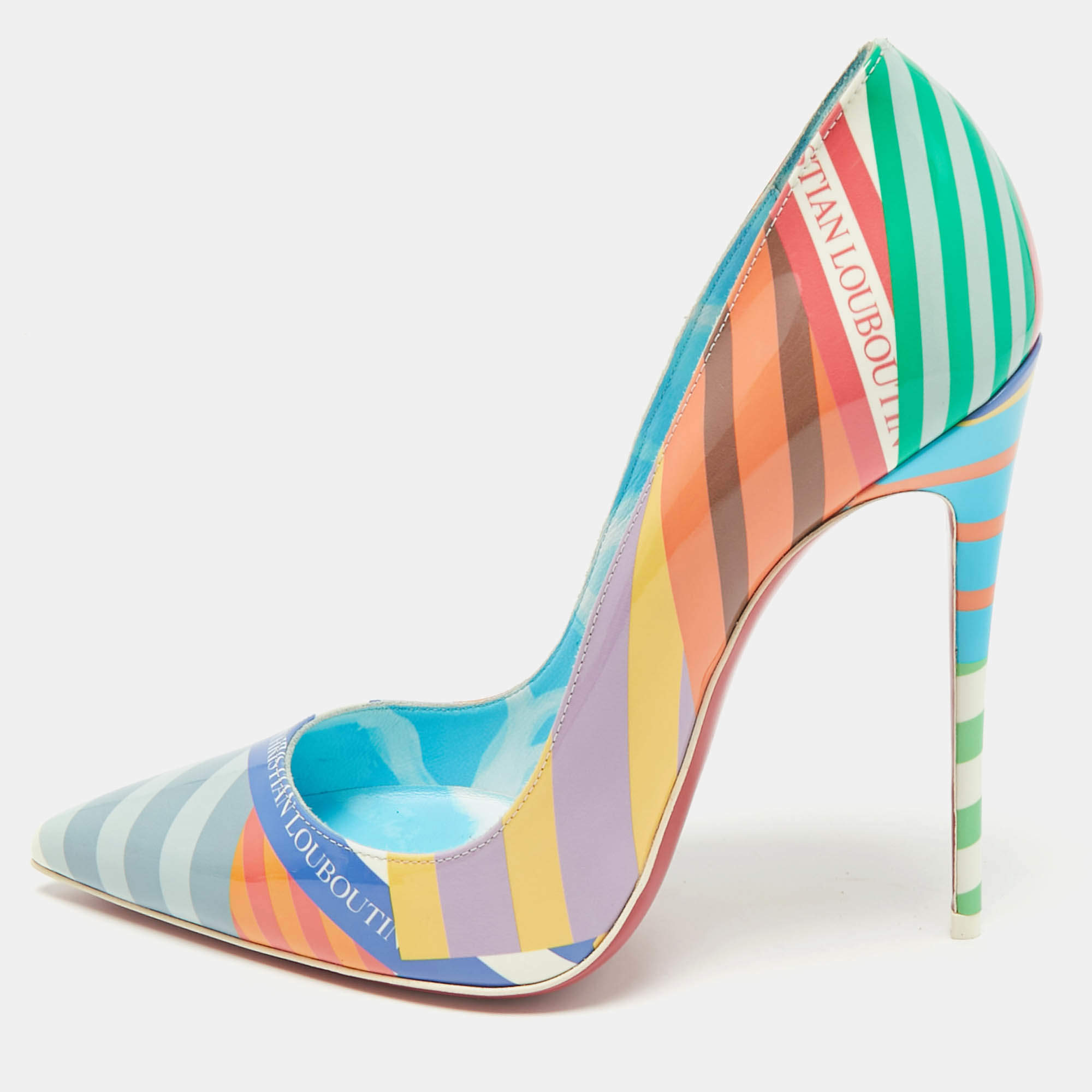 Christian Louboutin Multicolor Printed Patent Leather Hot Chick Pumps Size 40