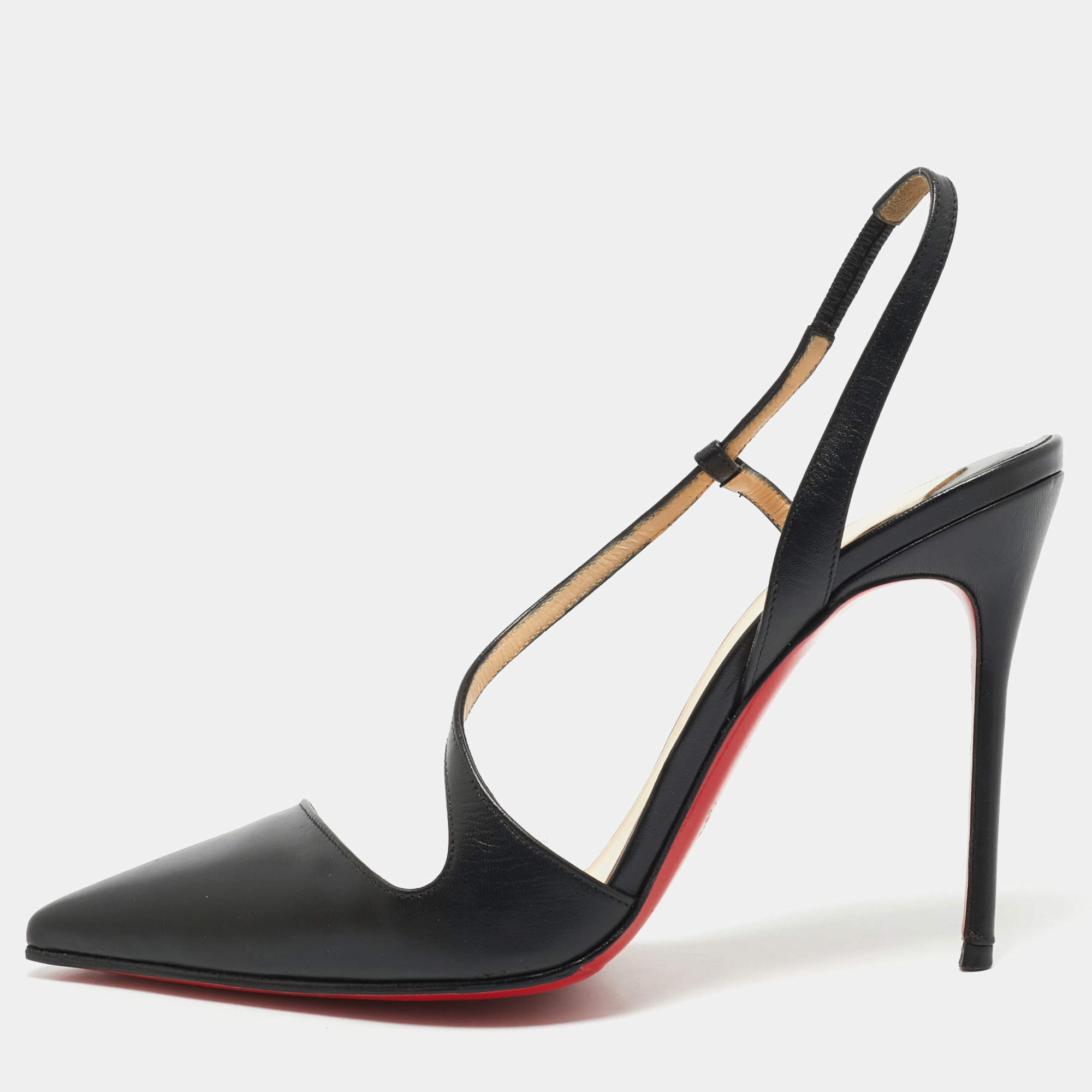 Christian Louboutin Black Leather June Slingback Pumps Size 39