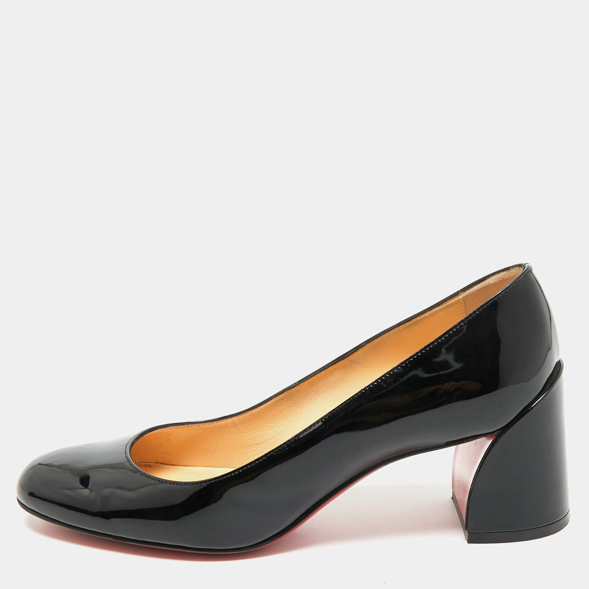Pre Owned Christian Louboutin Black Patent Leather Miss Sab Pumps Size 36.5