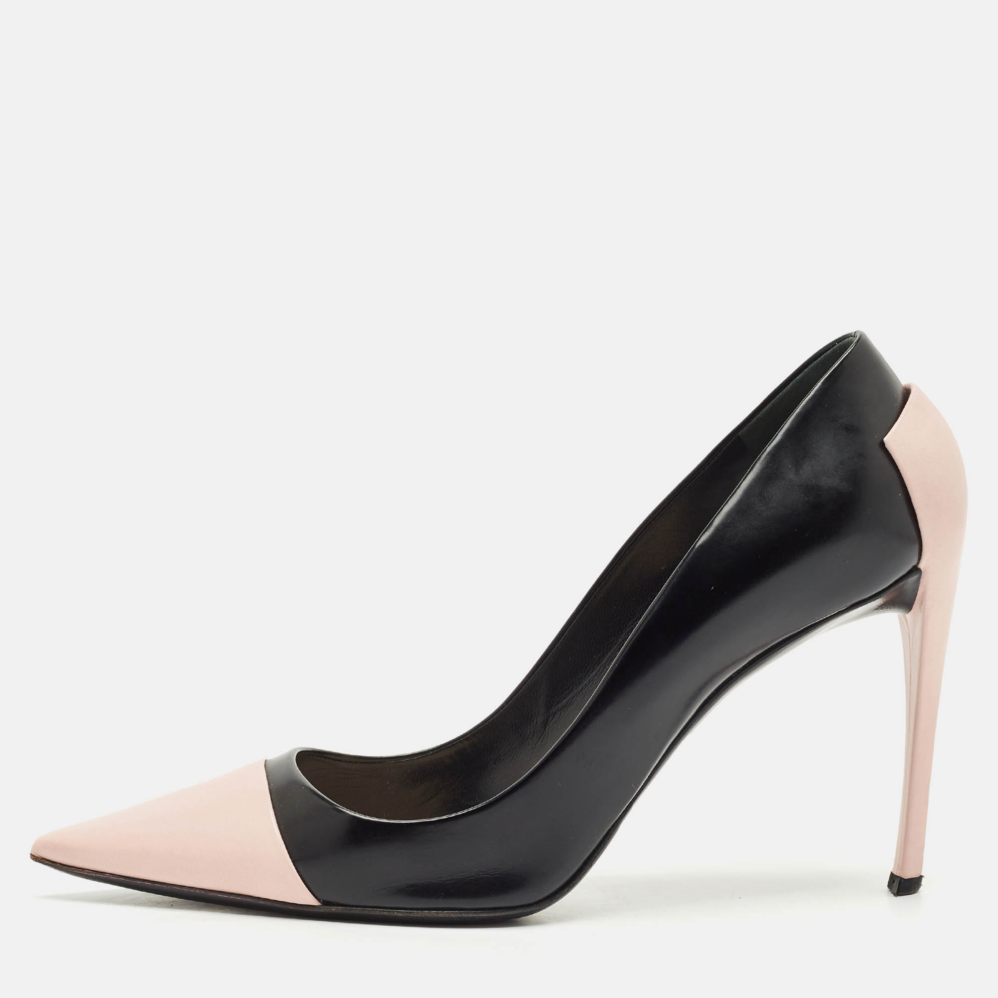 Pre Owned Christian Louboutin Black/Pink Leather Pointed Toe Pumps Size 41