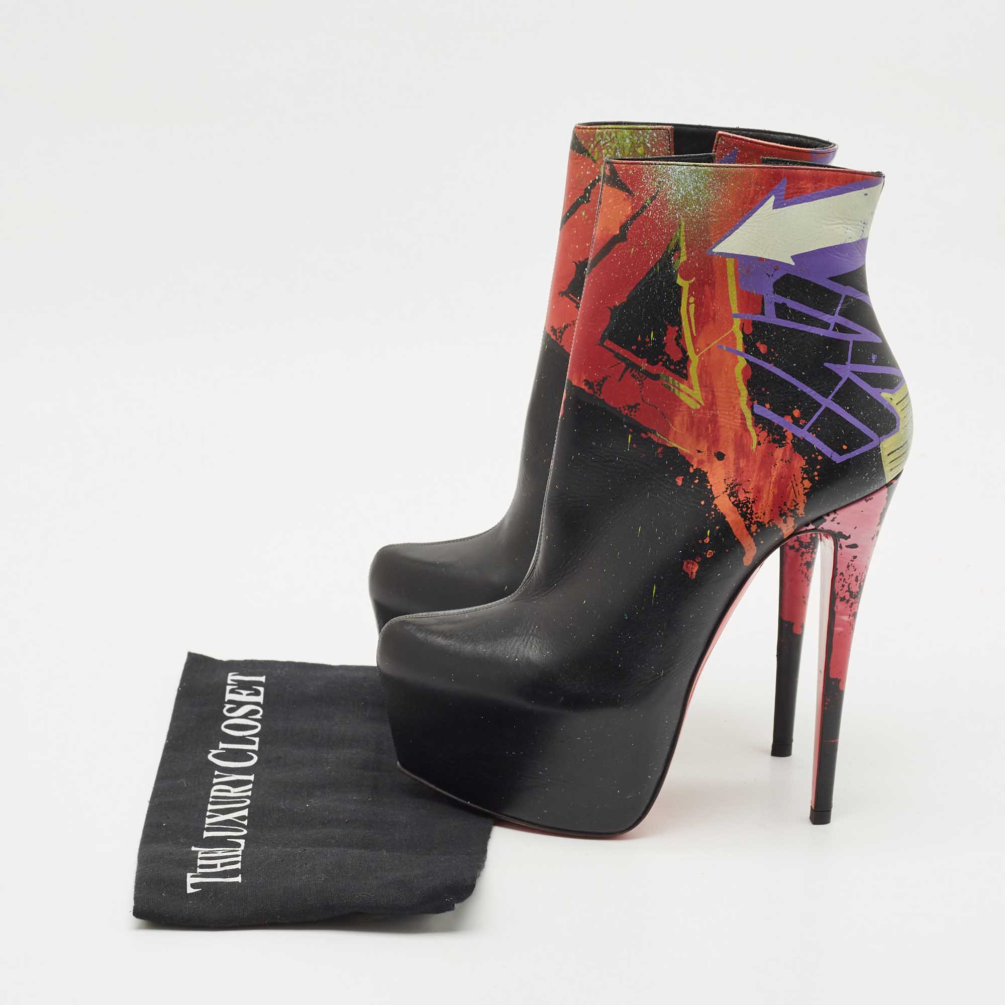 Christian Louboutin Multicolor Leather Daf Booty Ankle Boots