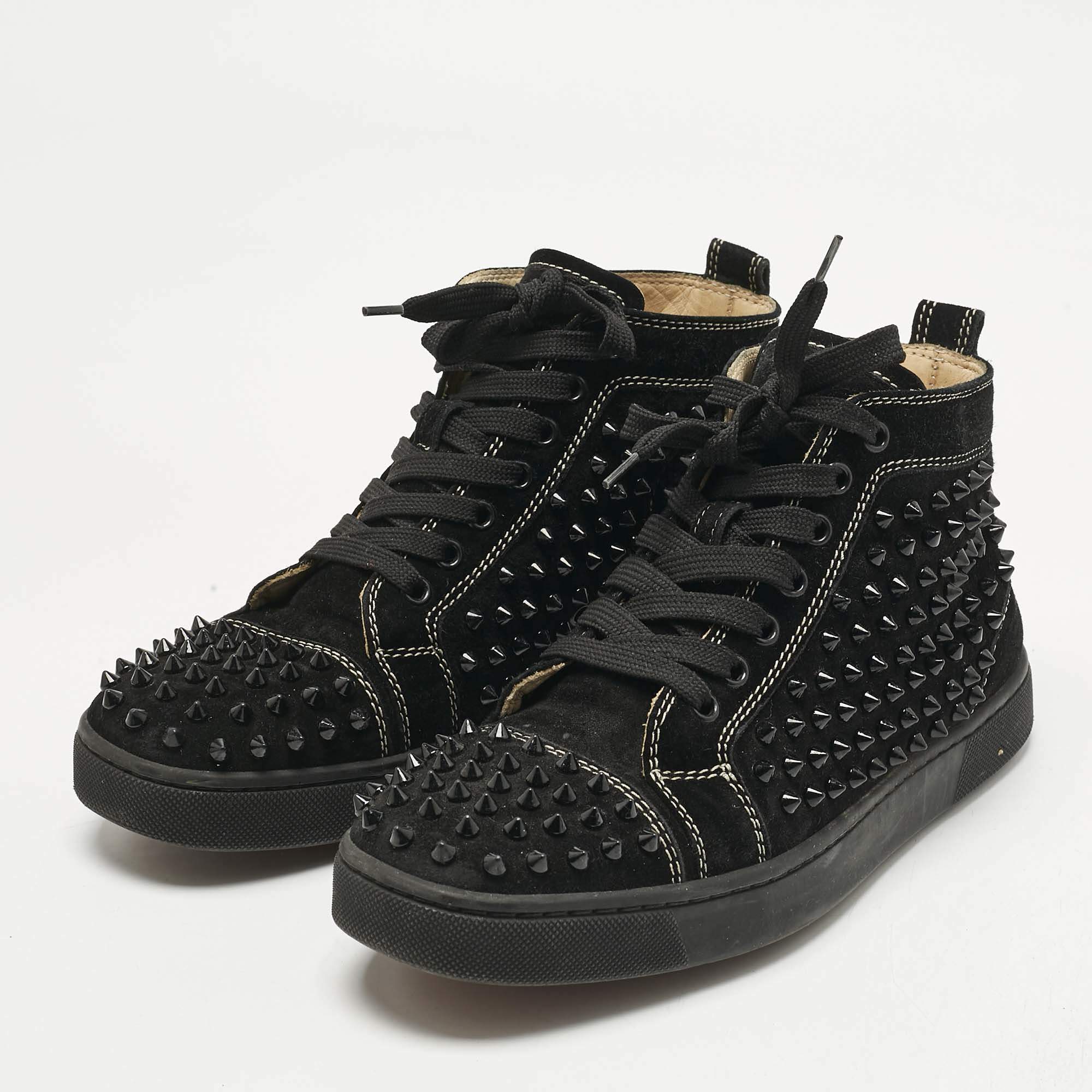 Christian Louboutin Black Suede, Leather and Patent Louis
