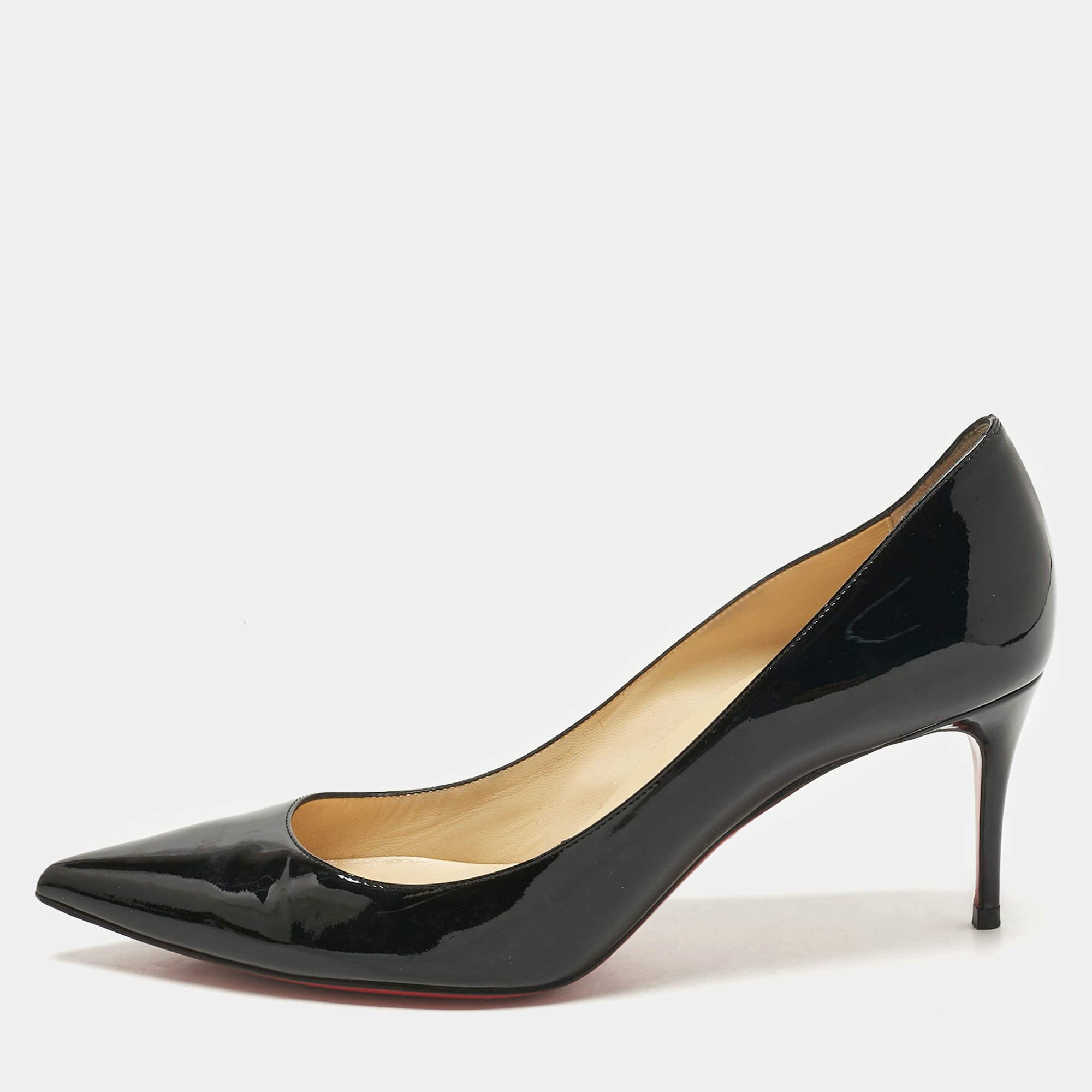 Pre Owned Christian Louboutin Black Patent Leather Kate Pumps Size 39