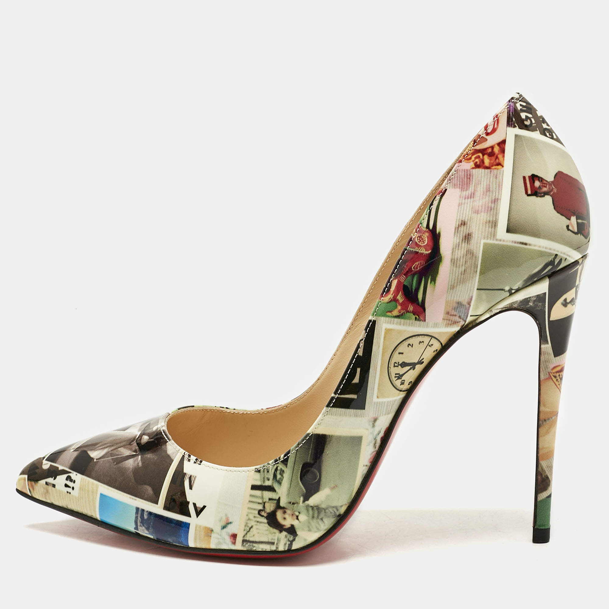 Pre Owned Christian Louboutin Multicolor Patent Leather Pigalle Follies Pumps Size 37.5