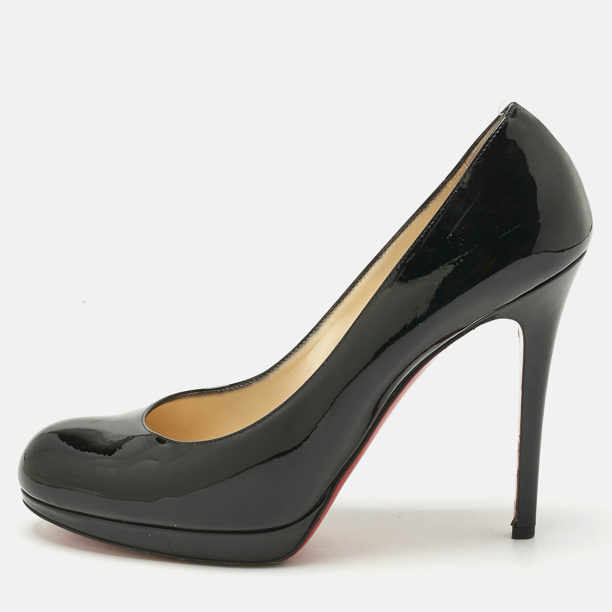 Pre Owned Christian Louboutin Black Patent Leather New Simple Pumps Size 39.5