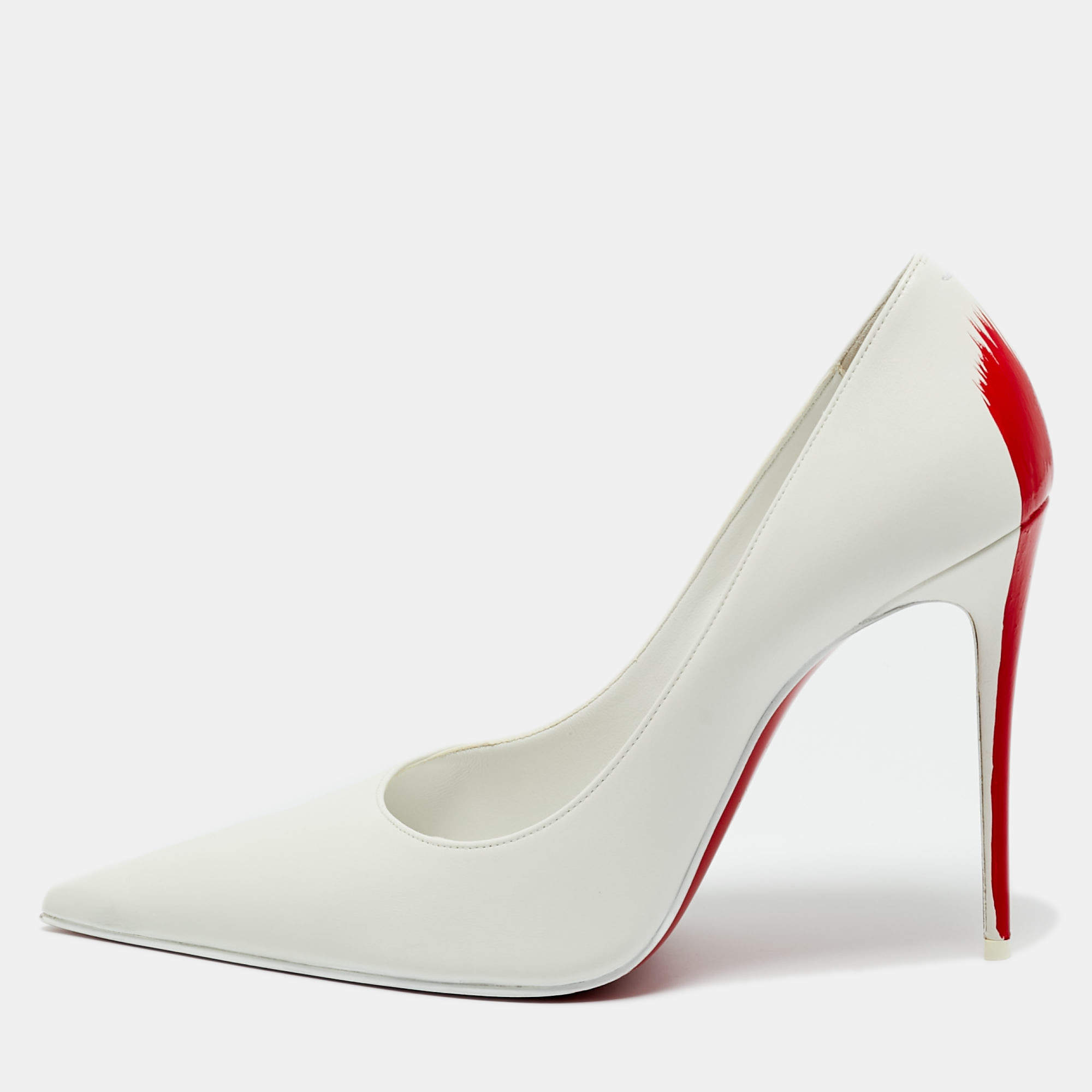 Pre Owned Christian Louboutin X Maison Margiela White Leather Martoubi Pumps Size 40