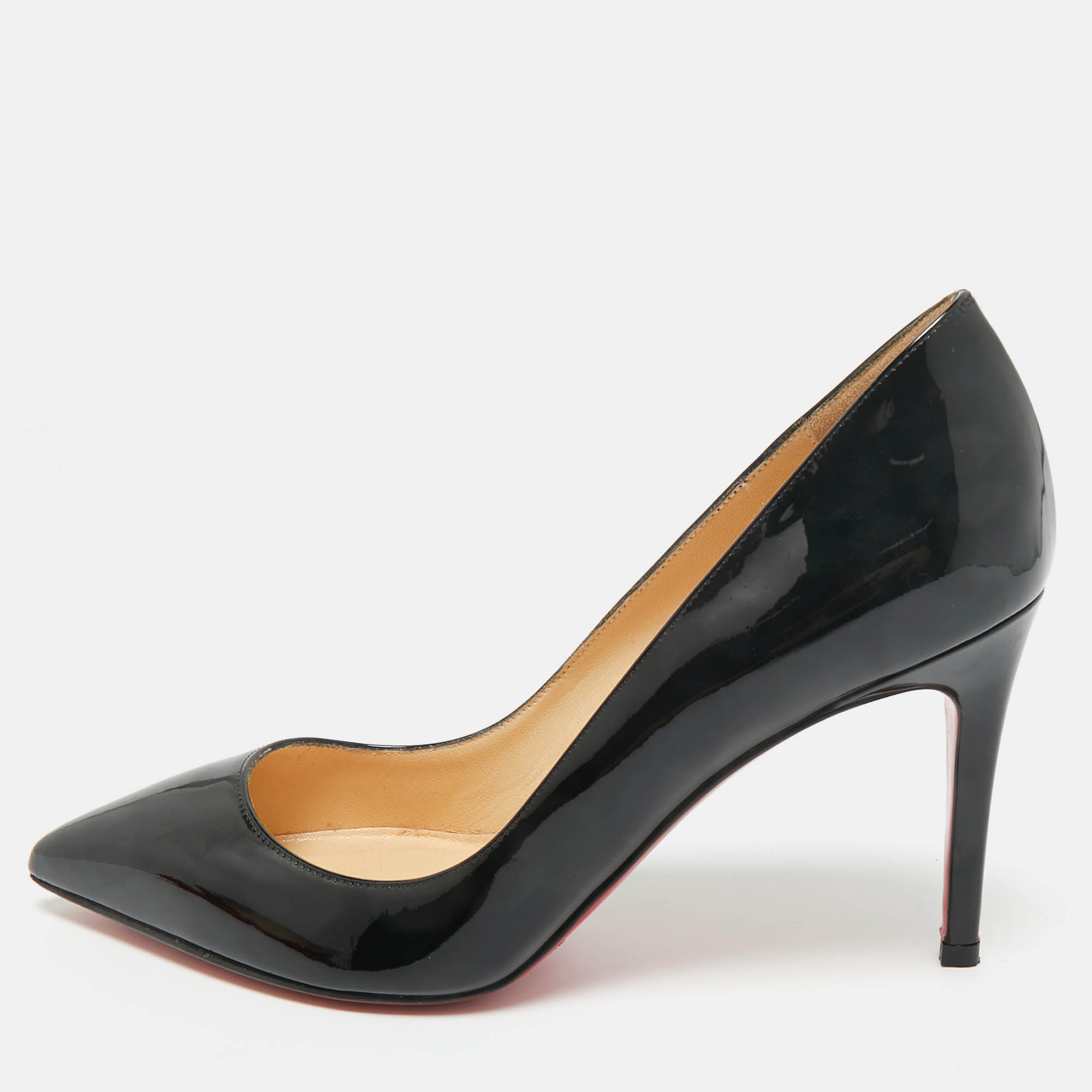 Pre Owned Christian Louboutin Black Patent Leather Pigalle Pumps Size 36.5