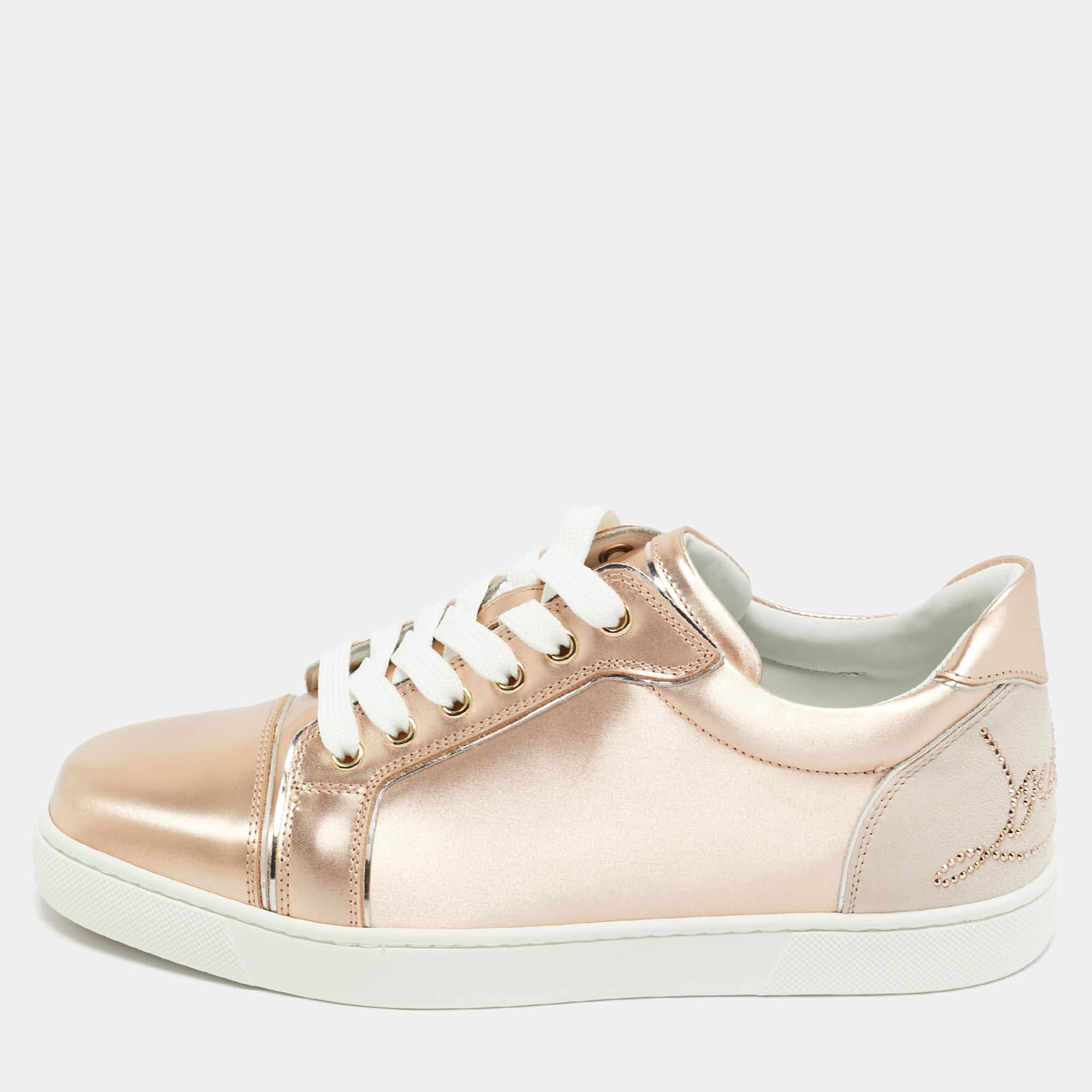 Pre Owned Christian Louboutin Pink Leather and Suede Fun Vieira Low Top Sneakers Size 40