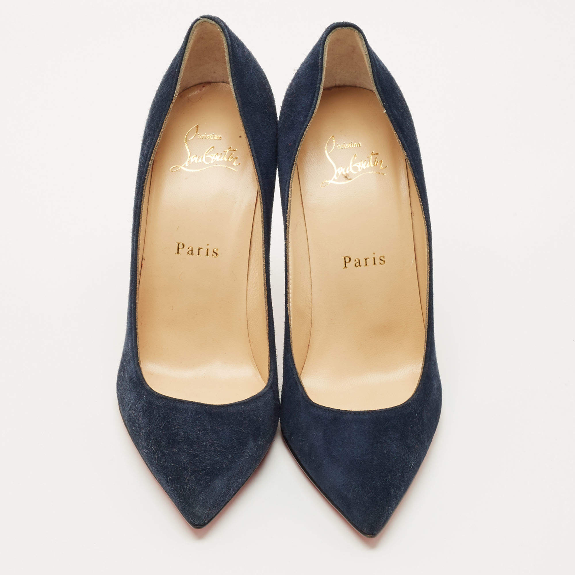 Pre Owned Christian Louboutin Navy Blue Suede So Kate Pumps Size 36.5