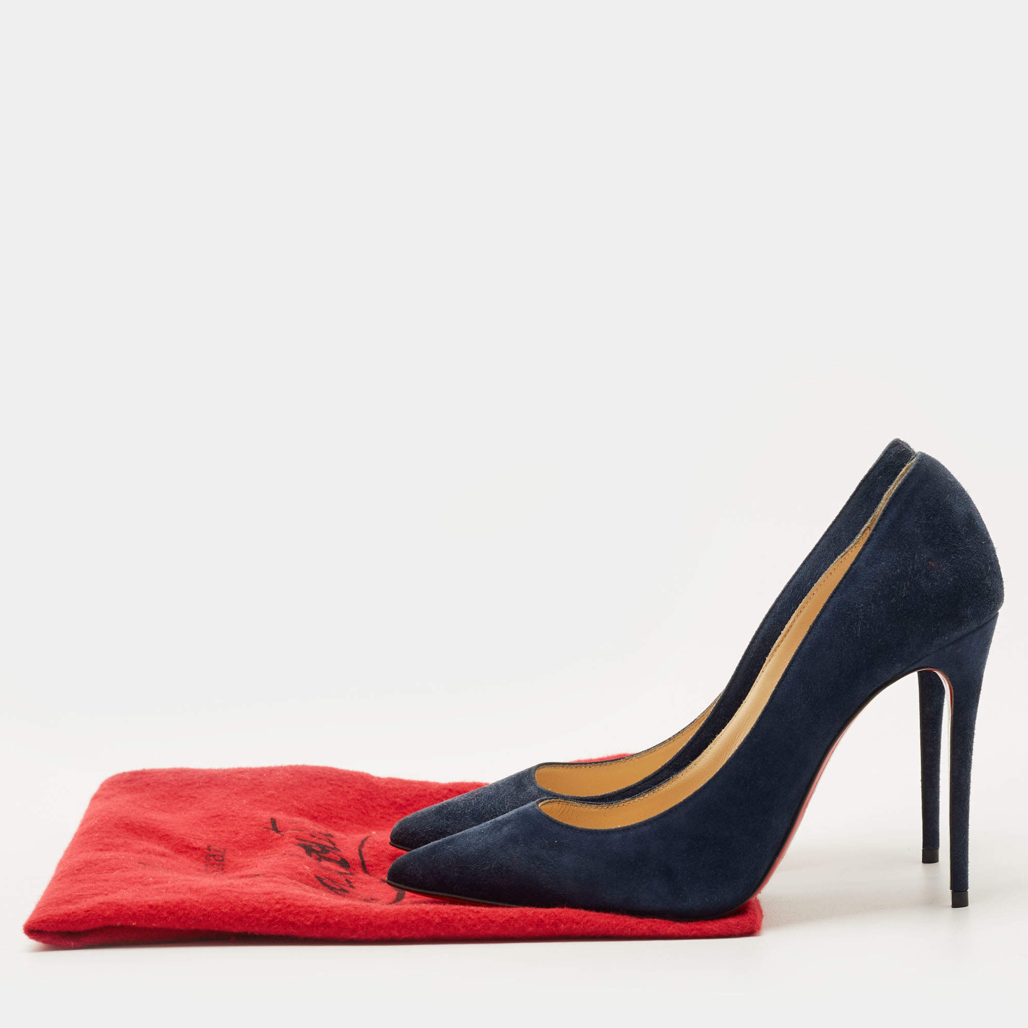 Pre Owned Christian Louboutin Navy Blue Suede So Kate Pumps Size 36.5