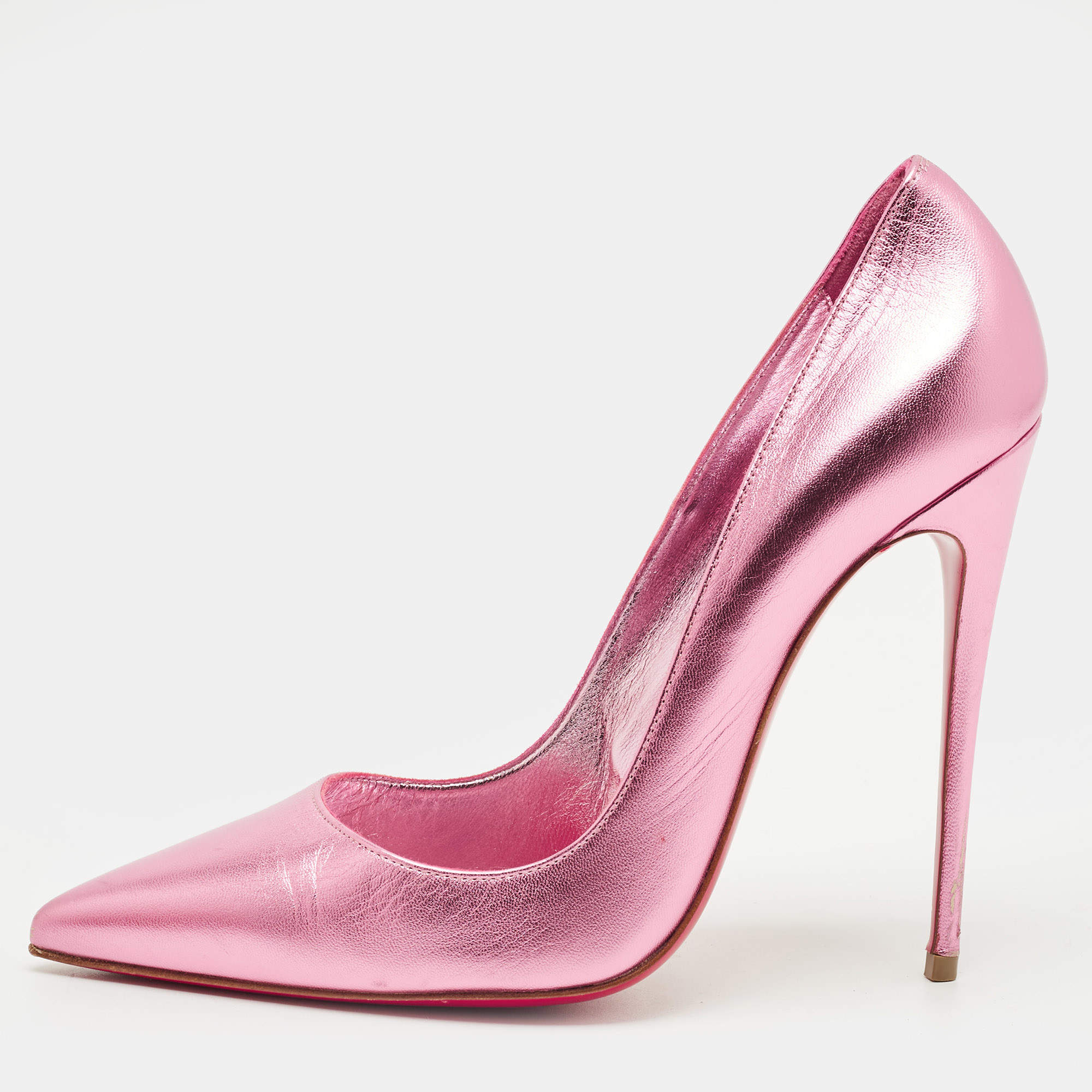 Pre Owned Christian Louboutin Metallic Leather So Kate Pumps Size 39