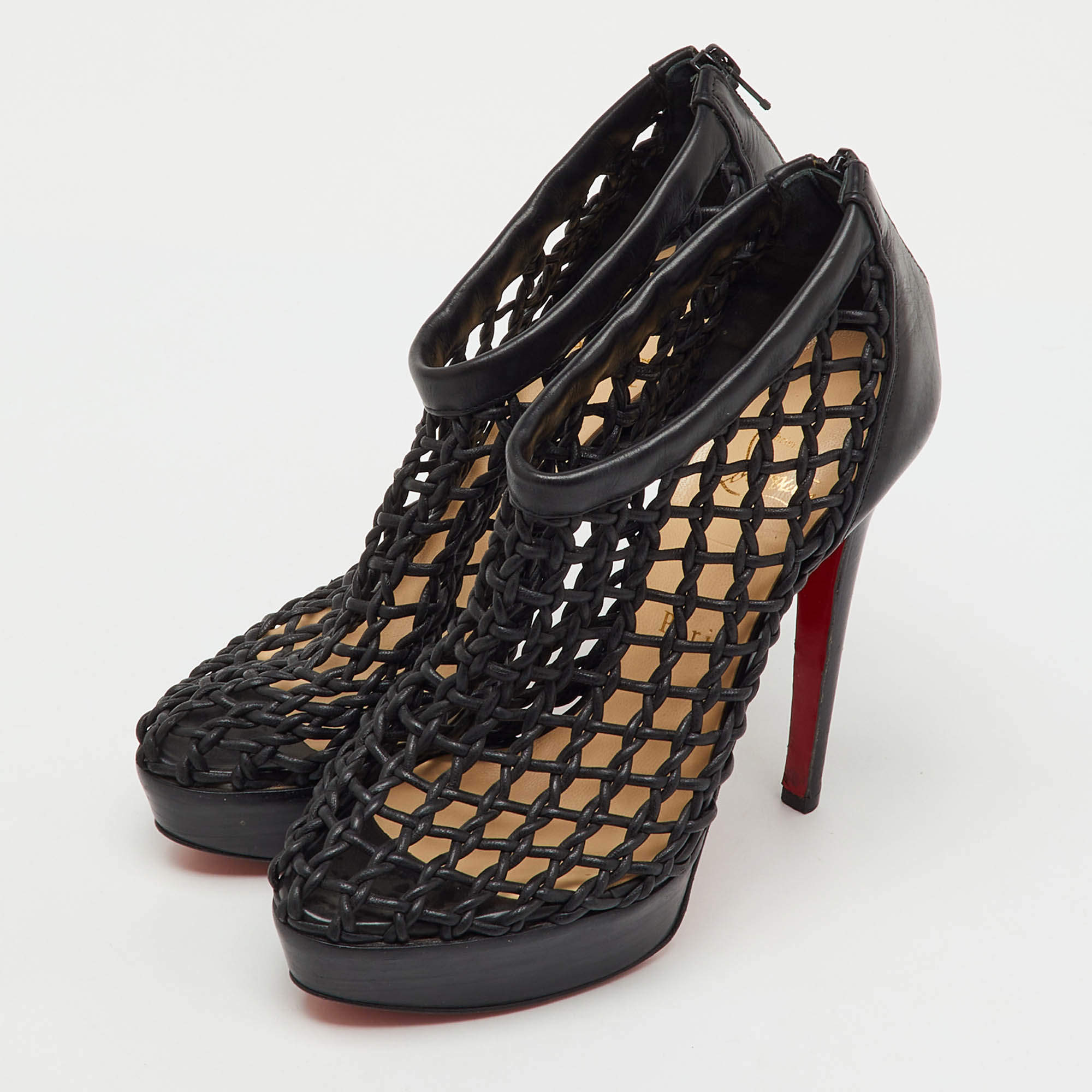 Christian Louboutin Multicolor Mesh and Croc Embossed Miss