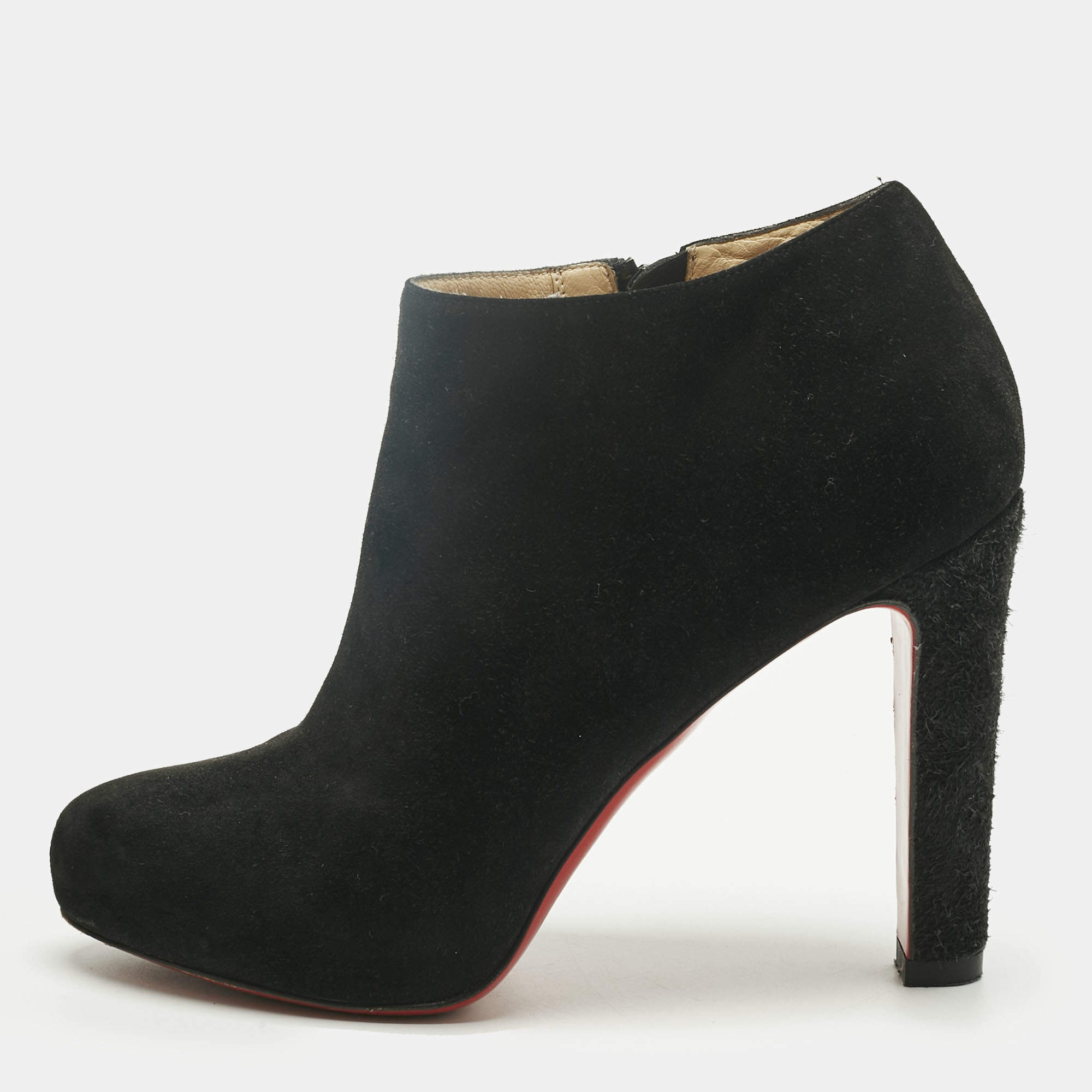 مملوكة مسبقًا Christian Louboutin Black Suede Belle Ankle Boots Size 36.5