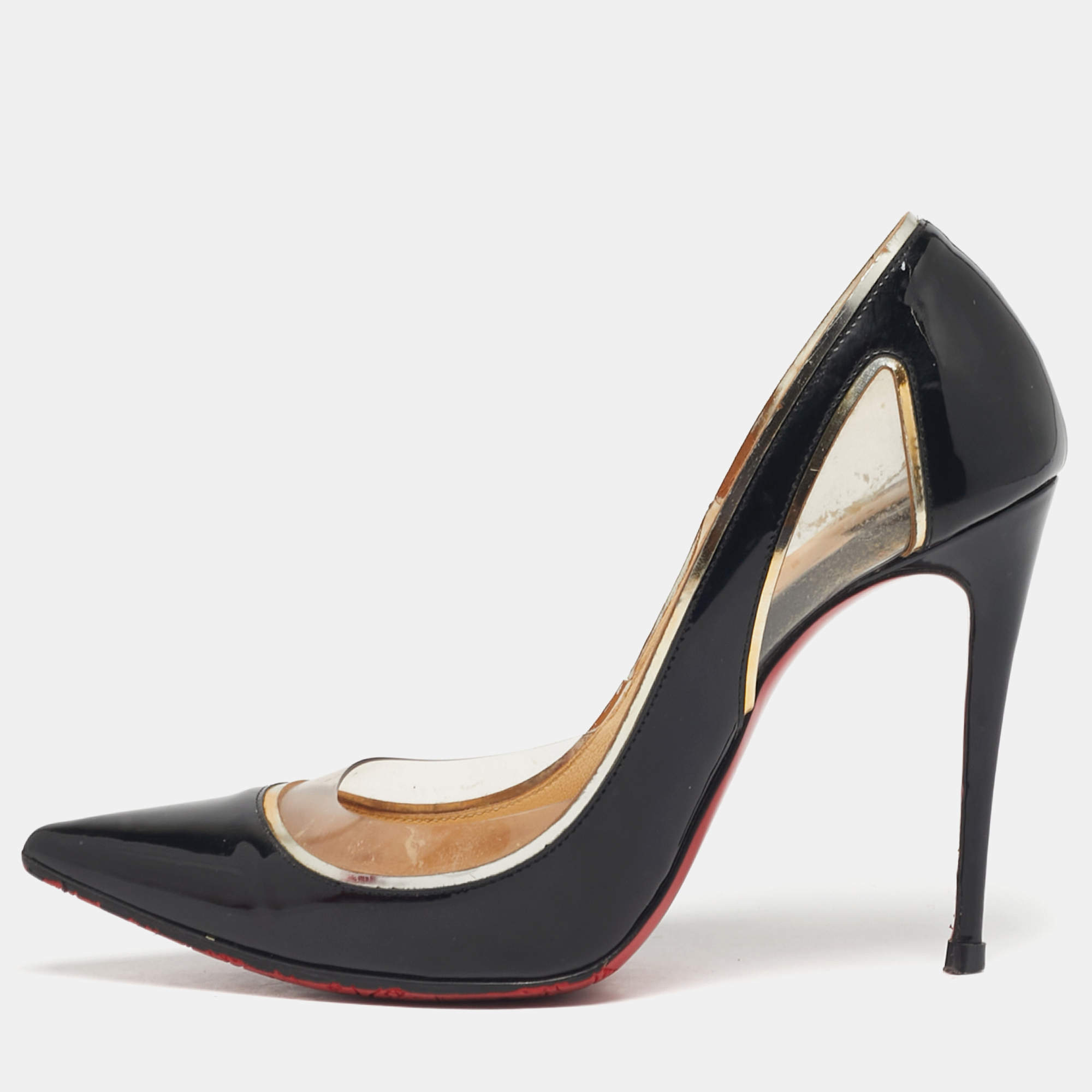 مملوكة مسبقًا Christian Louboutin Tricolor Patent Leather and PVC Cosmo Pumps Size 36.5