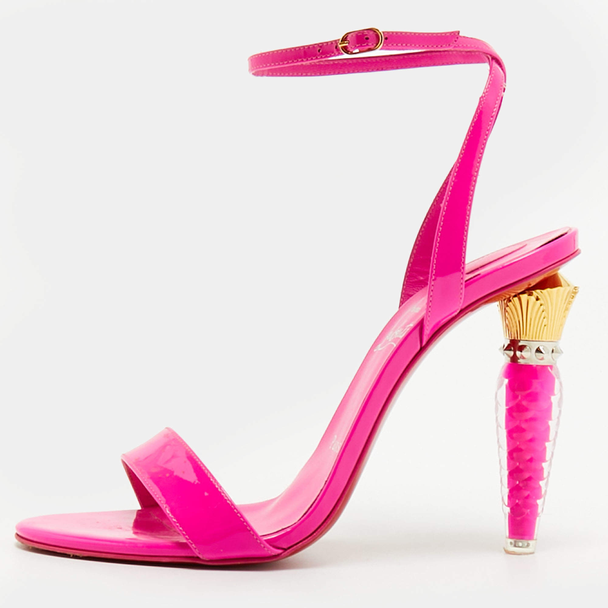 مملوكة مسبقًا Christian Louboutin Lipgloss Size 39 Fuchsia Patent Leather Ankle Strap Sandals