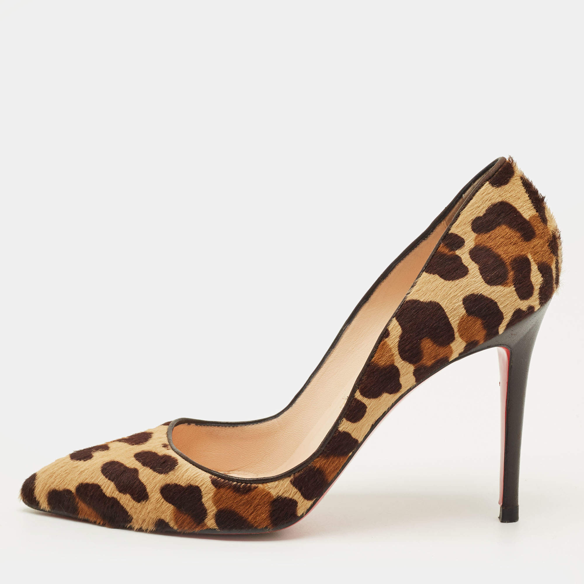 Pre Owned Christian Louboutin Pigalle Size 39 Brown Leopard Print Calf Hair Pumps