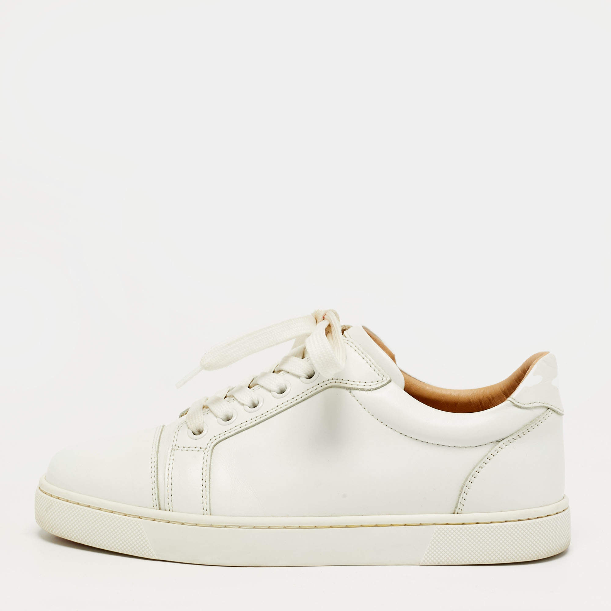 Pre Owned حذاء رياضي كريستيان لوبوتان "فييرا" جلد أبيض مقاس 41