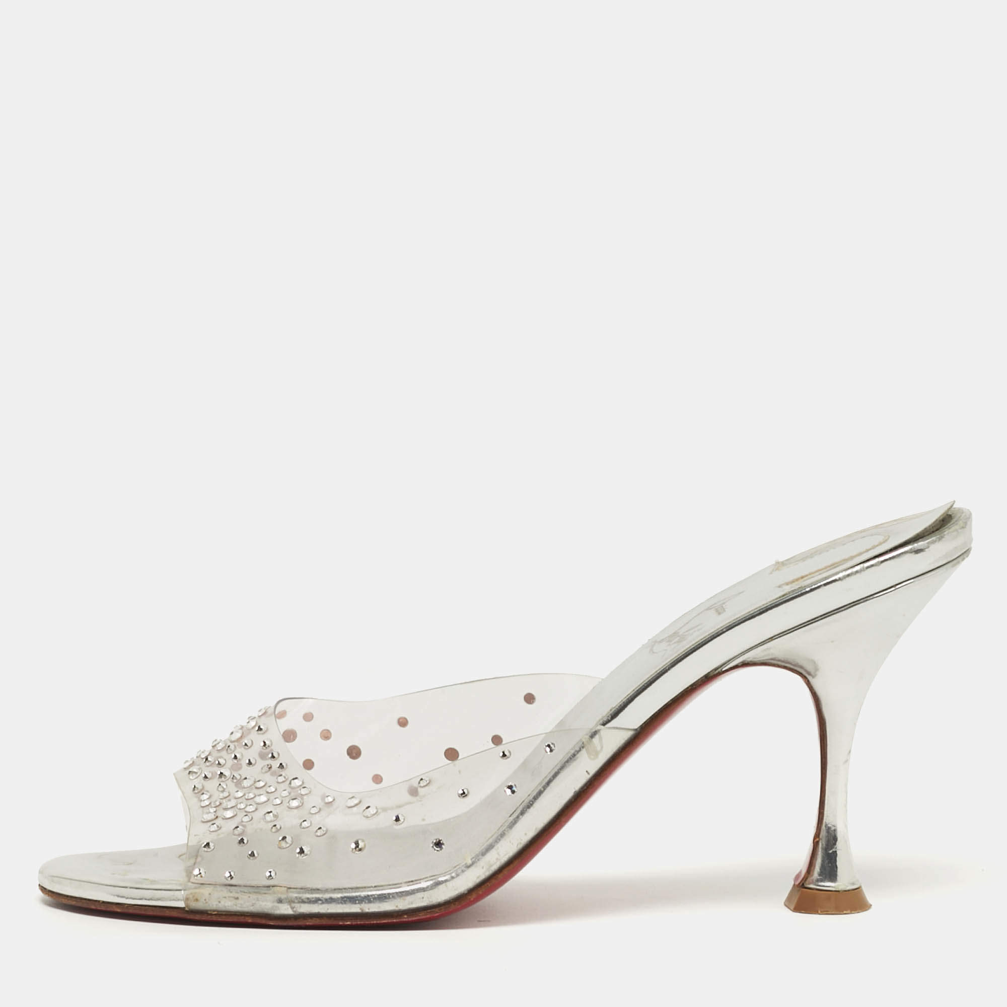 Pre Owned شبشب كريستيان لوبوتان ديجرامول بي في سي شفاف مقاس 38