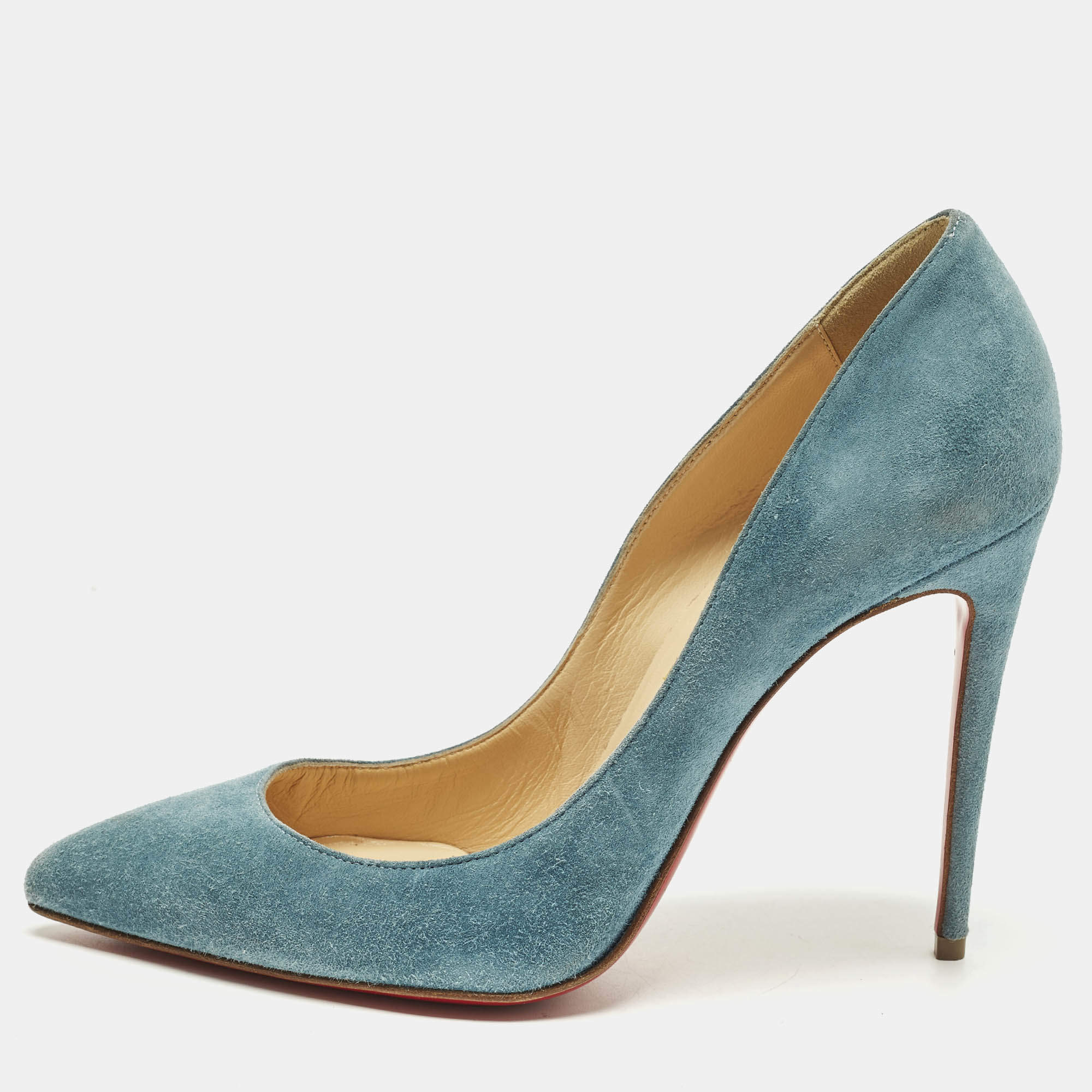 مملوكة مسبقًا Christian Louboutin Pigalle Follies Size 37 Blue Suede Pumps
