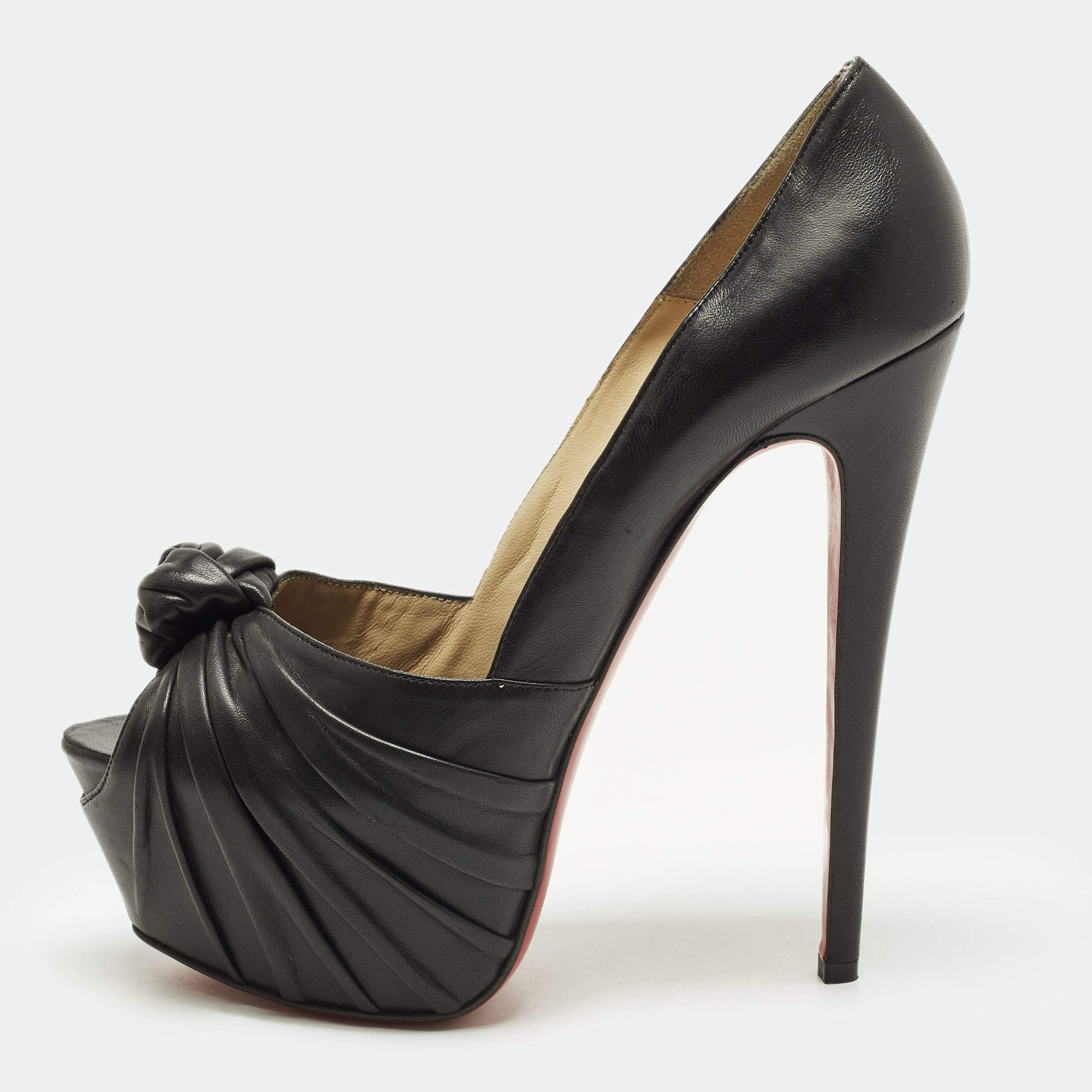 مملوكة مسبقًا Christian Louboutin Lady Gres Size 41 Black Leather Peep Toe Pumps