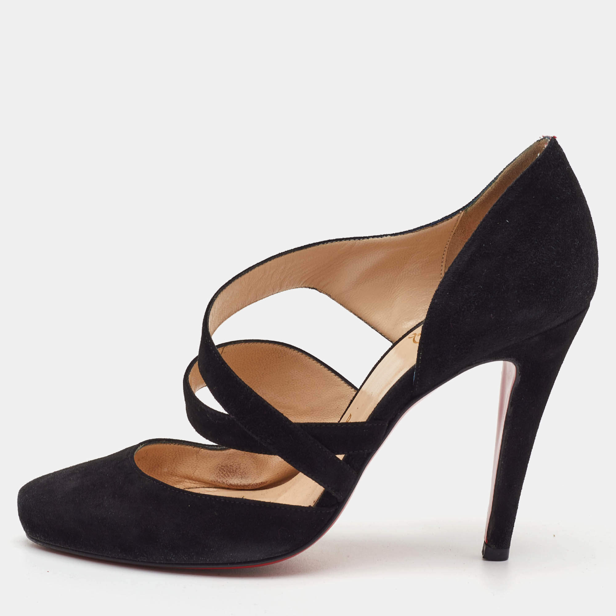Pre Owned Christian Louboutin Citoyenne 100 Size 36 Black Suede Pumps
