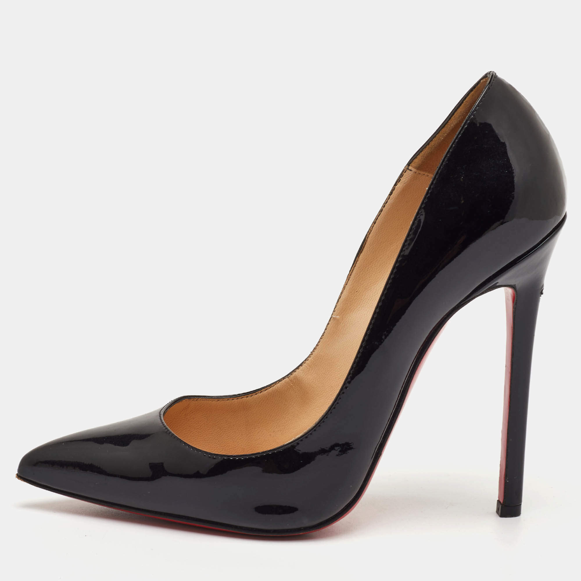 مملوكة مسبقًا Christian Louboutin Pigalle Size 39 Black Patent Leather Pointed Toe Pumps