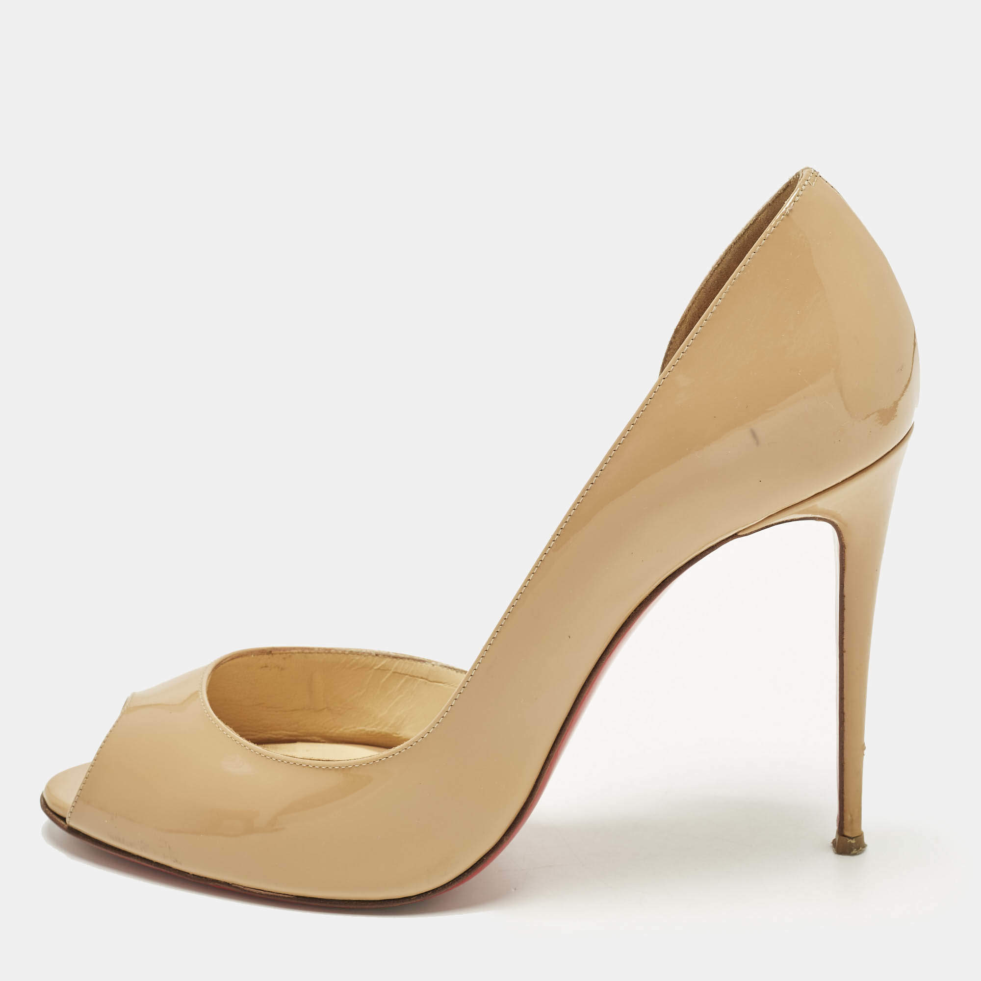 Pre Owned Christian Louboutin Demi You Size 41 Beige Patent Leather D'orsay Pumps