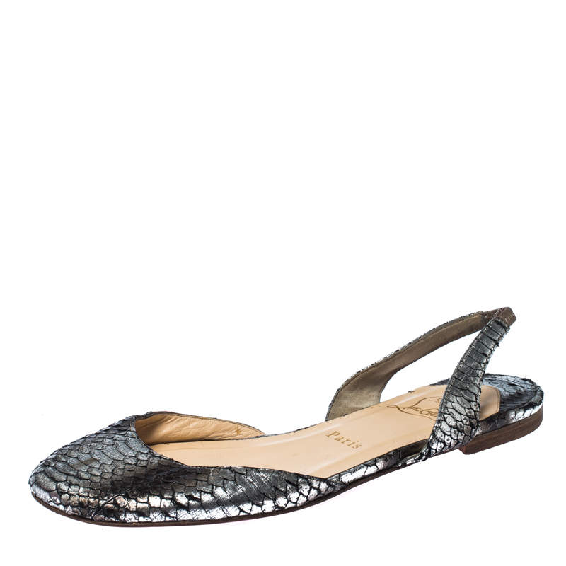 christian louboutin silver flats