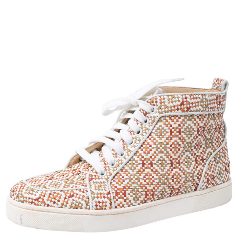 Christian Louboutin Multicolor Woven Leather Rantus Orlato High Top Sneakers Size 39