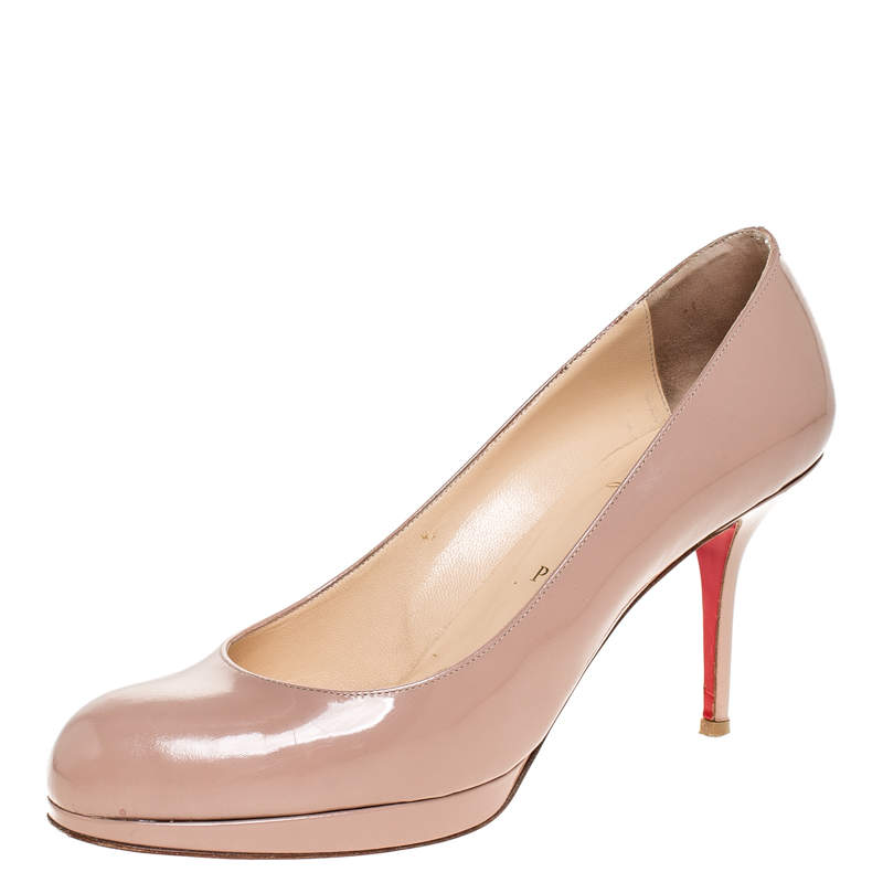 Christian Louboutin Beige Patent Leather Neofilo Pumps Size 40.5