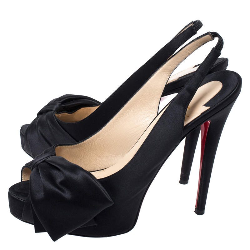 CHRISTIAN LOUBOUTIN SATIN BOW TIE HEEL SANDALS SIZE 39.5 – Chic