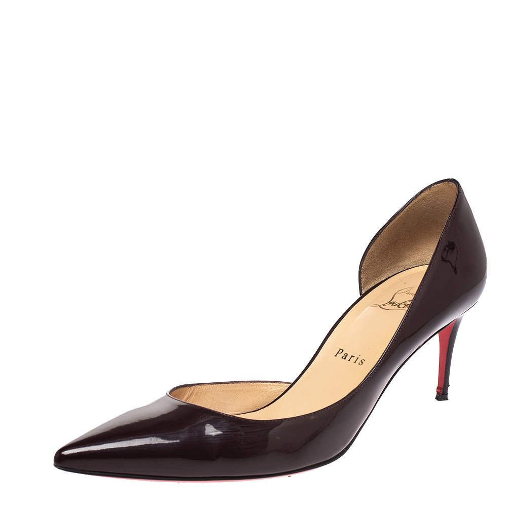Pre Owned Christian Louboutin Black Patent Leather Iriza D'orsay Pointed Toe Pumps Size 39