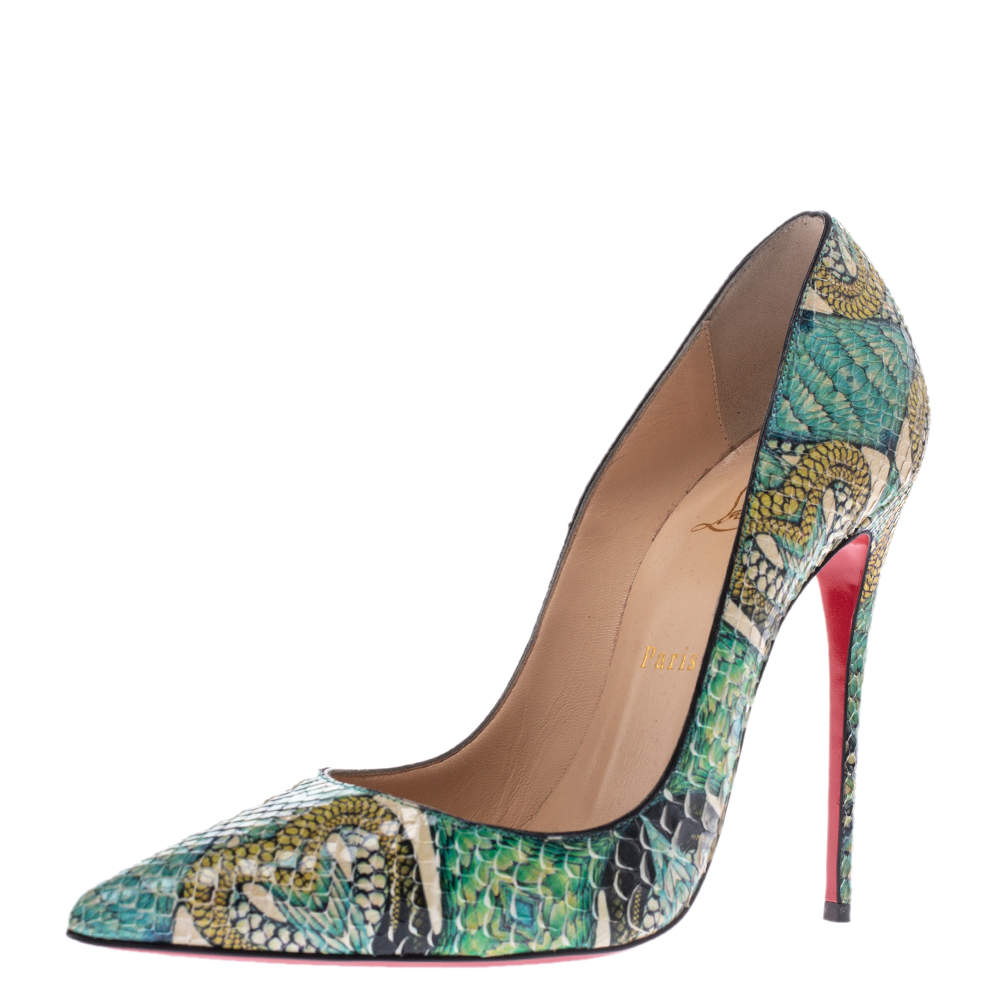 Christian Louboutin Multicolor Inferno Python Leather So Kate Pointed Toe Pumps Size 39