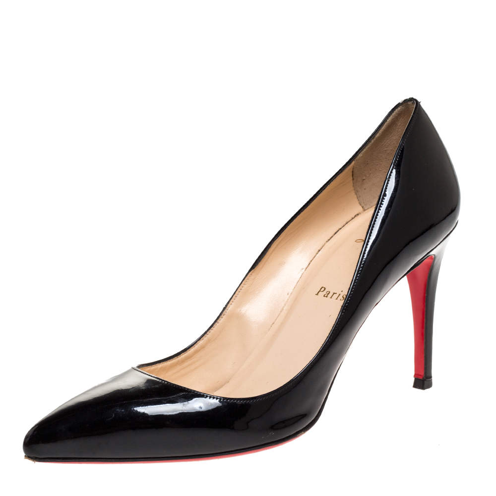 Christian Louboutin Black Patent Leather Pigalle Pointed Toe Pumps Size 40