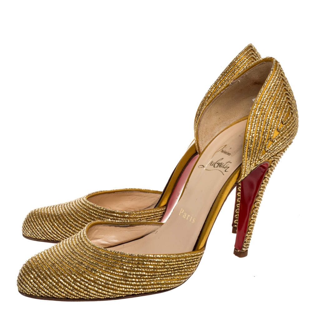 louboutin gold shoes