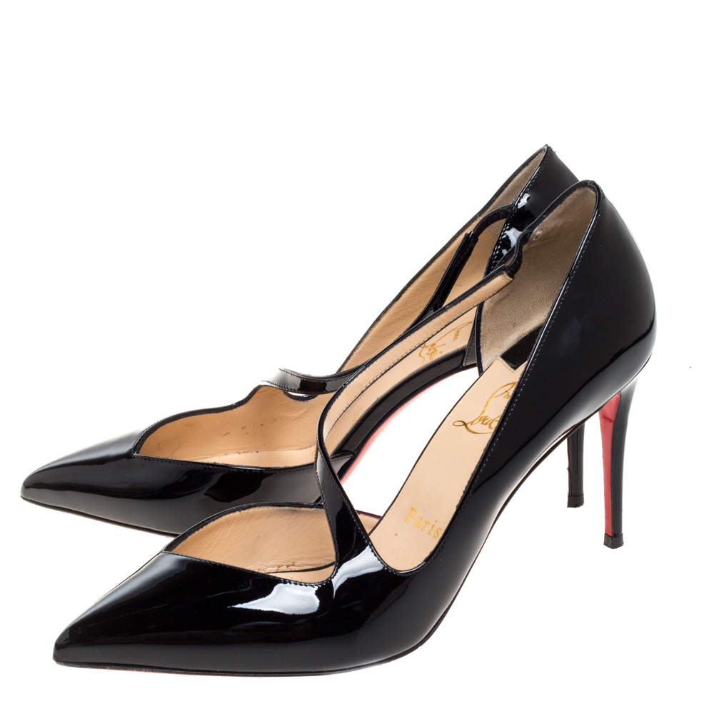 Christian Louboutin Double L 100 Black Patent and Mesh Heels – AvaMaria